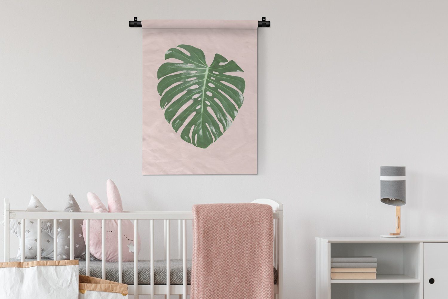 MuchoWow Wanddekoobjekt Pflanze - - Natur Blatt, Wand, Tapisserie, Grün für Schlafzimmer der Wohnzimmer, - Rosa Deko an 