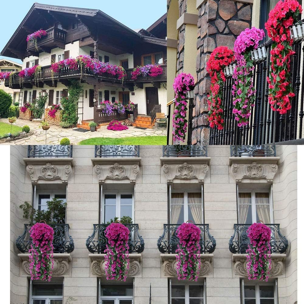 Kunstpflanze 2 Stück Künstlich Hängende Blumen, Blauregen Efeublumen Glyzinien, TUWENA, Kunstblumen Veilchen Hgende Blumen für Außen Innen Hochzeit Terrasse – Bild 4 von 5