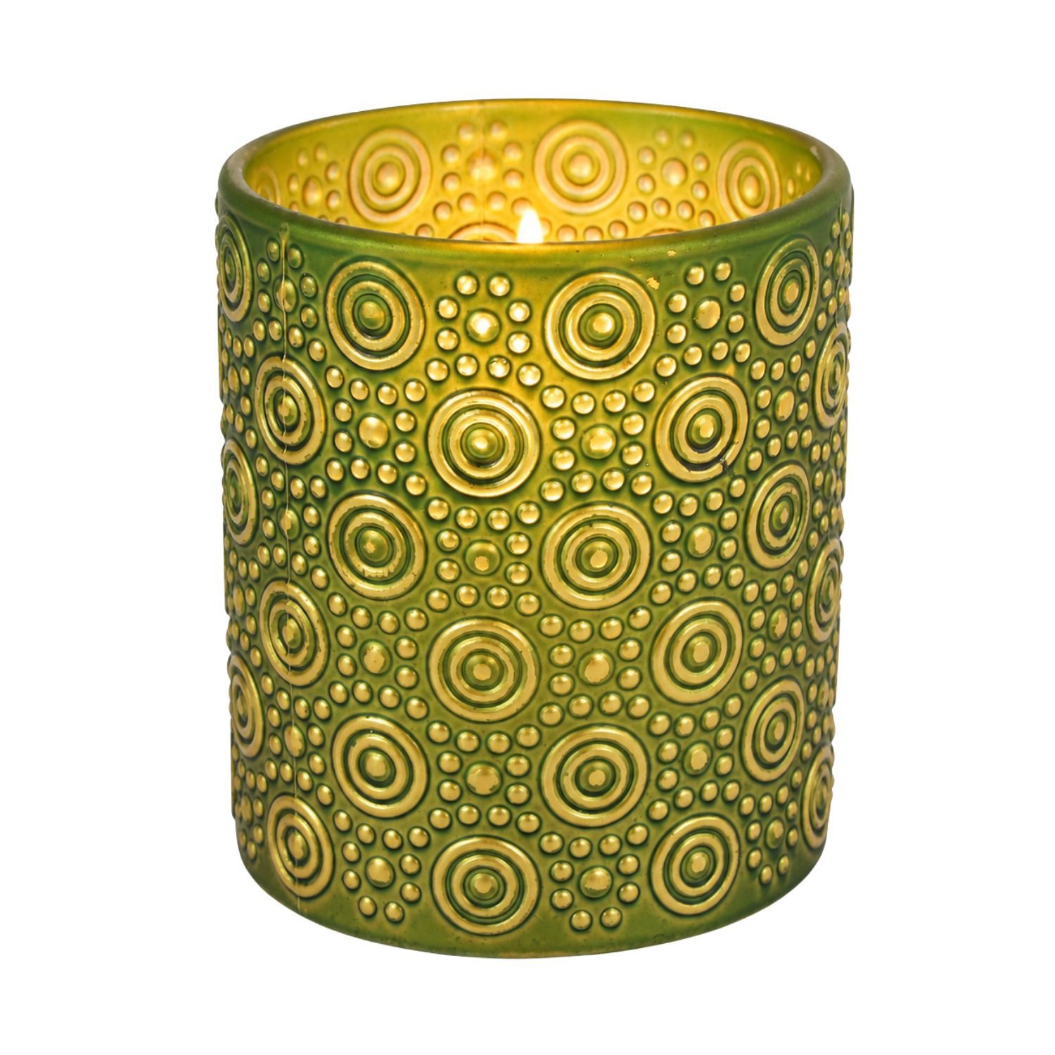 Marrakesch Orient & Mediterran Interior Windlicht Windlicht Hailey Grün 10 cm Glas Teelichthalter Kerzendeko rund edel (1 St), Handarbeit
