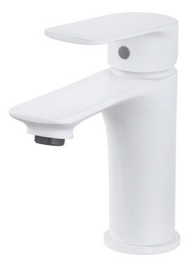 aquaSu Waschtischarmatur Kylo Wasserspar-Mischdüse, Standmontage, Hochdruck, Weiß, 797375