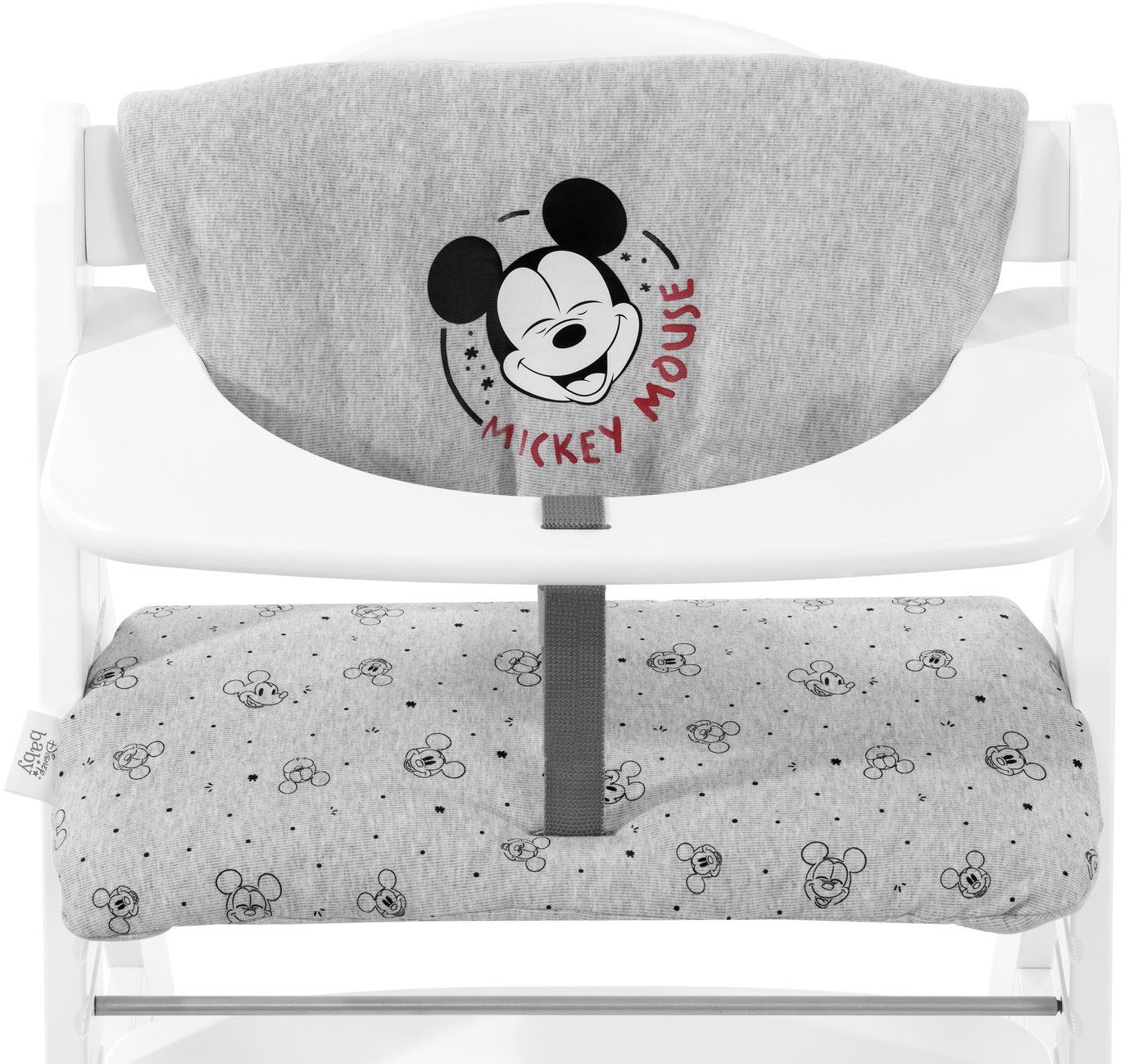 Hauck Kinder-Sitzauflage Deluxe, Mickey Mouse grey, (2-tlg), für ALPHA+  Holzhochstuhl und weitere Modelle