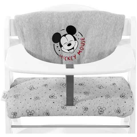 Hauck Kinder-Sitzauflage Deluxe, Mickey Mouse grey, (2-tlg), für ALPHA+ Holzhochstuhl und weitere Modelle