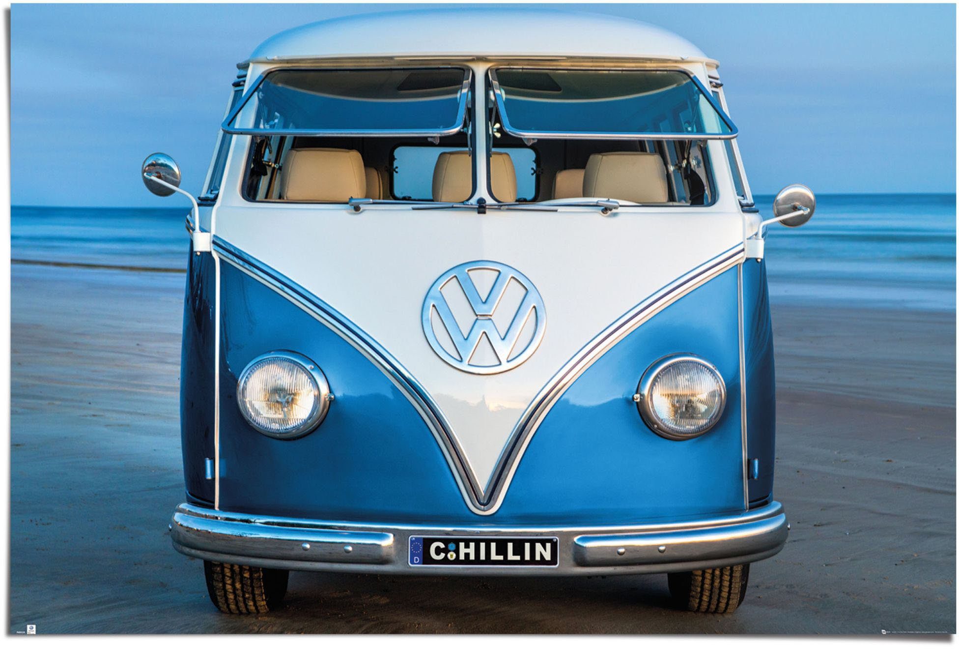 Reinders! Poster Volkswagen Bulli blau Brendan Ray, (1 St)