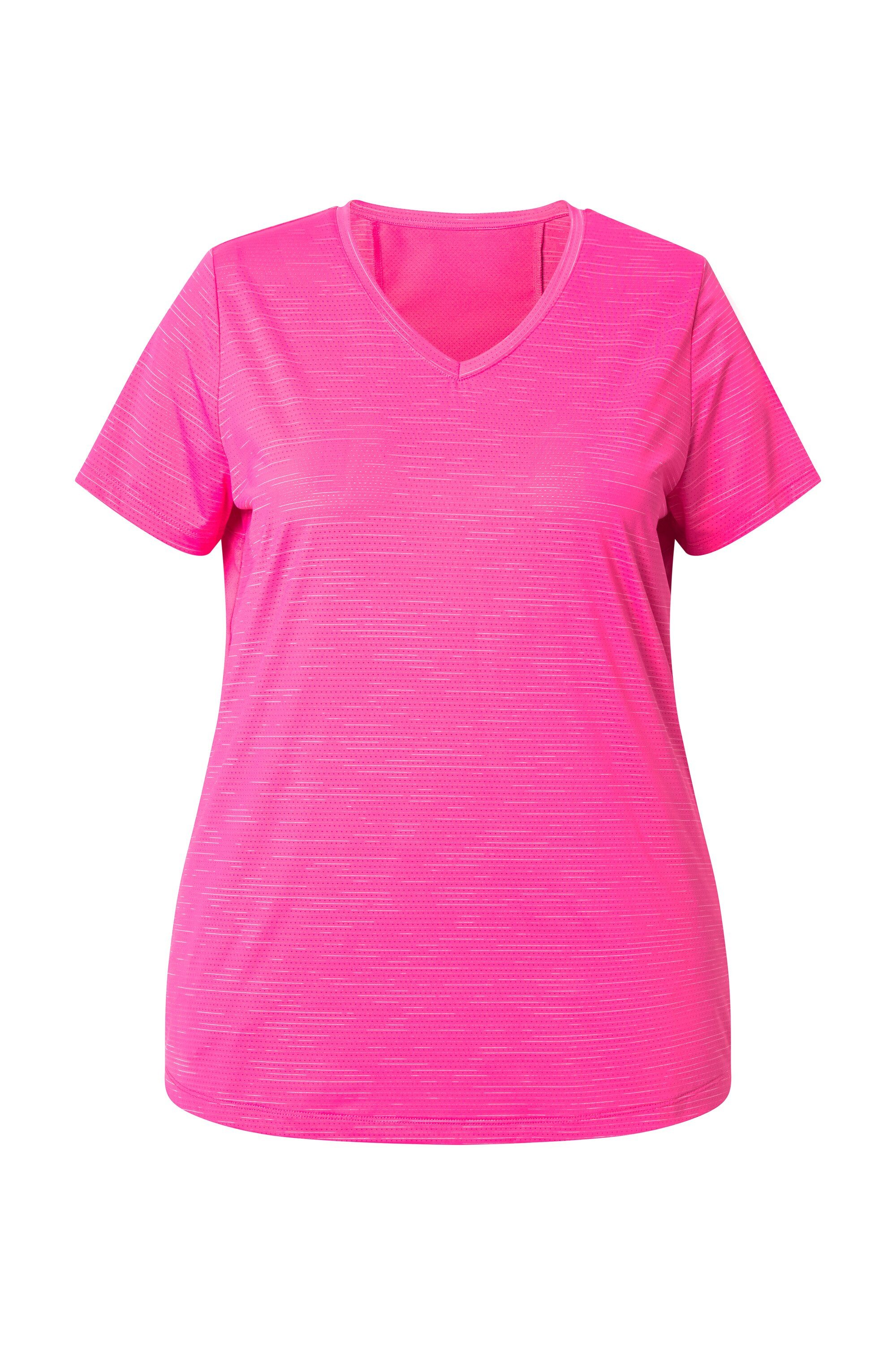 Ulla Popken T-Shirt Funktionsshirt Mesheinsätze V-Ausschnitt Halbarm