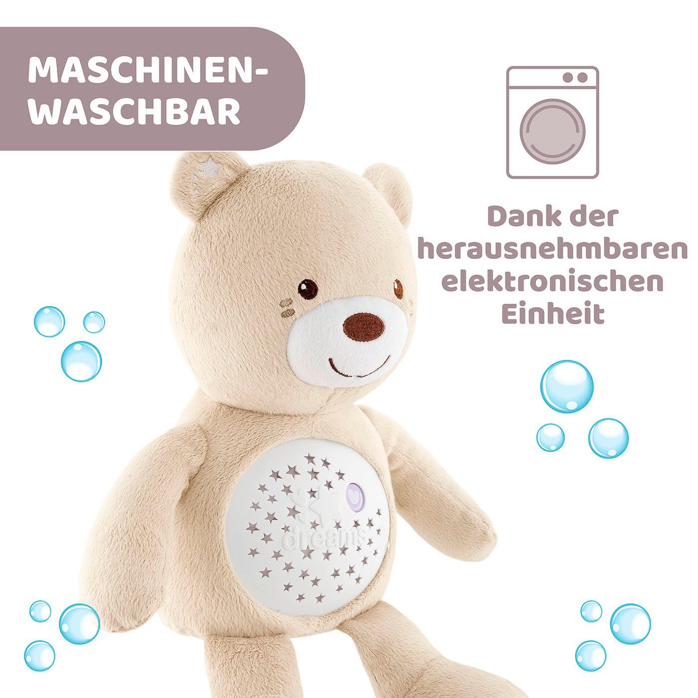 Chicco Kuscheltier First Dreams Baby Bear, Beige, mit Lichtprojektion und Soundfunktion – Bild 5 von 5