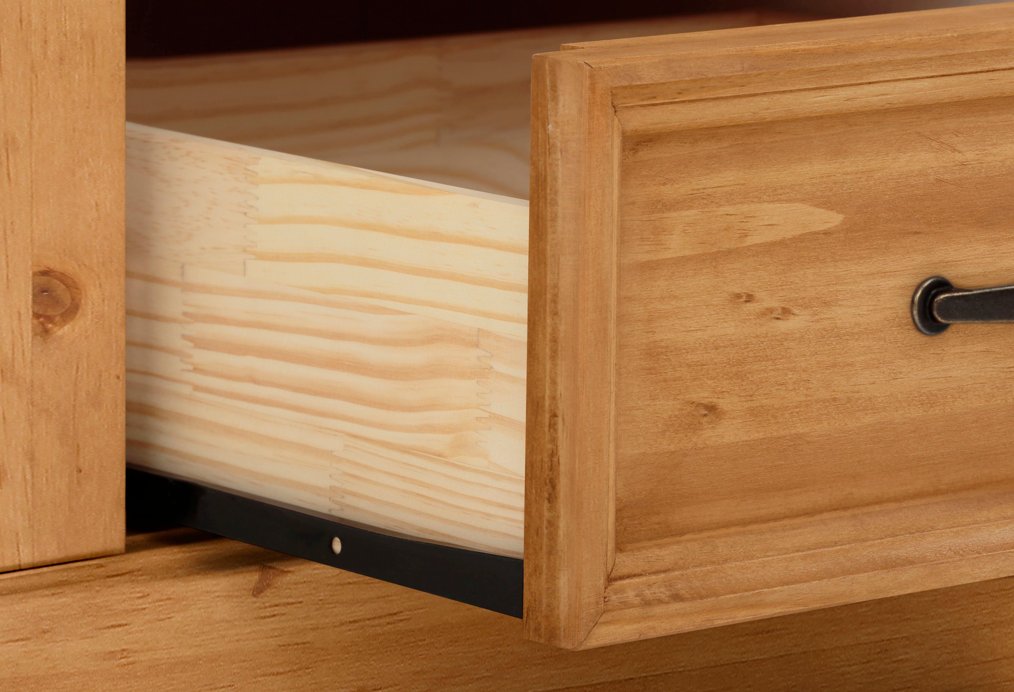 Home affaire Buffet Selma aus massivem Kiefernholz, mit Griffen aus antikisiertem Metall