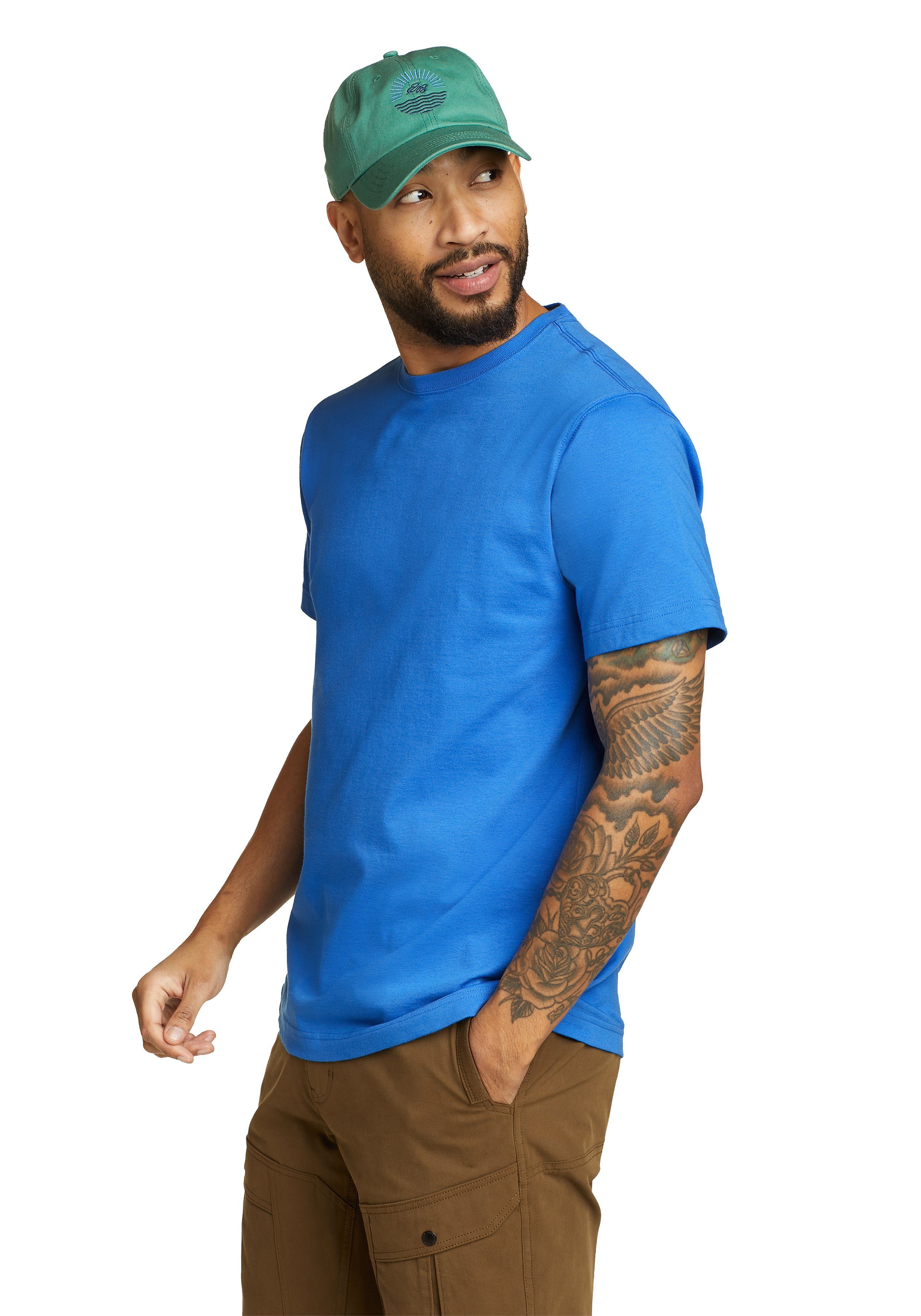 Eddie Bauer T-Shirt Legend Blau Brilliantes Shirt Kurzarm Baumwolle Pro 100% - Wash
