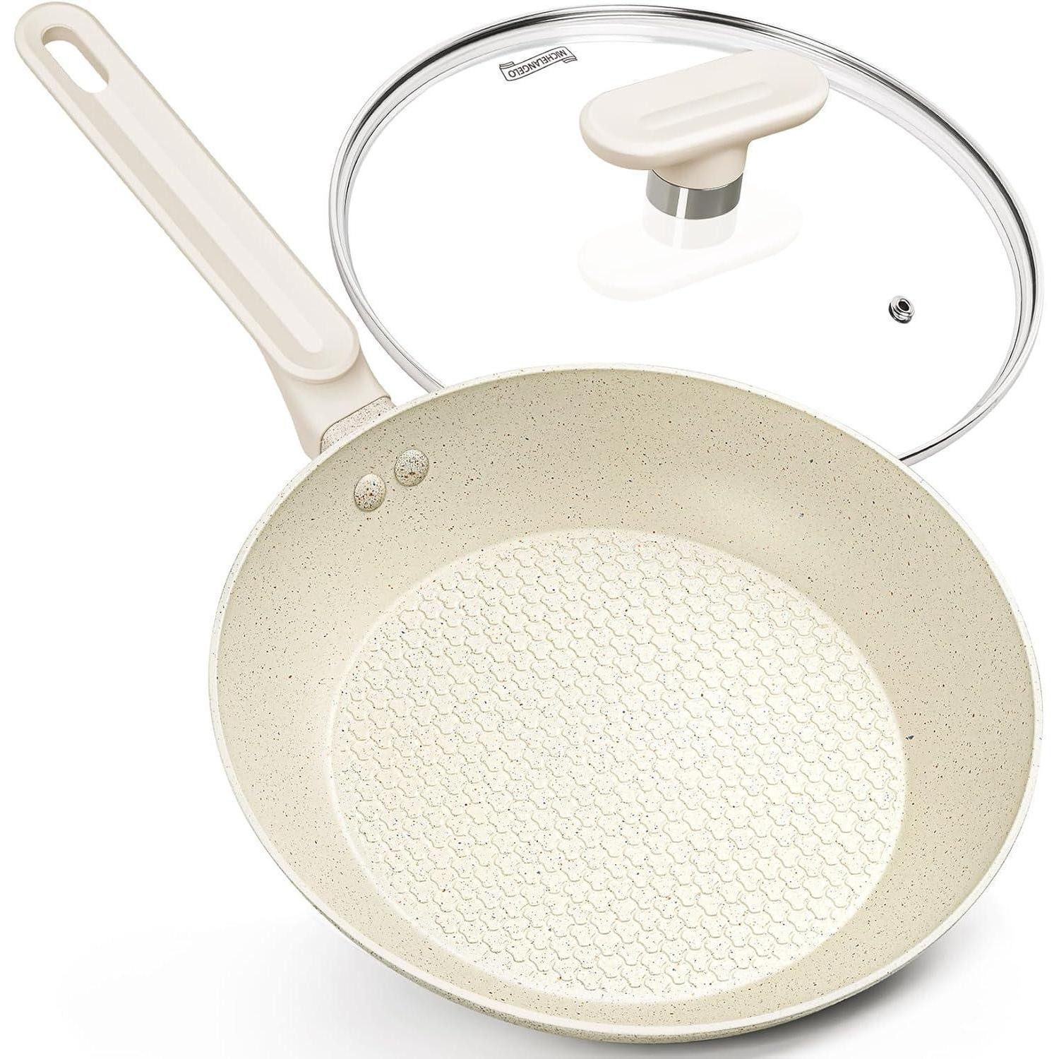 LuxusKollektion Bratpfanne Bratpfanne Induktion Deckel Steinpfanne Bratpfanne 30 cm Weiß