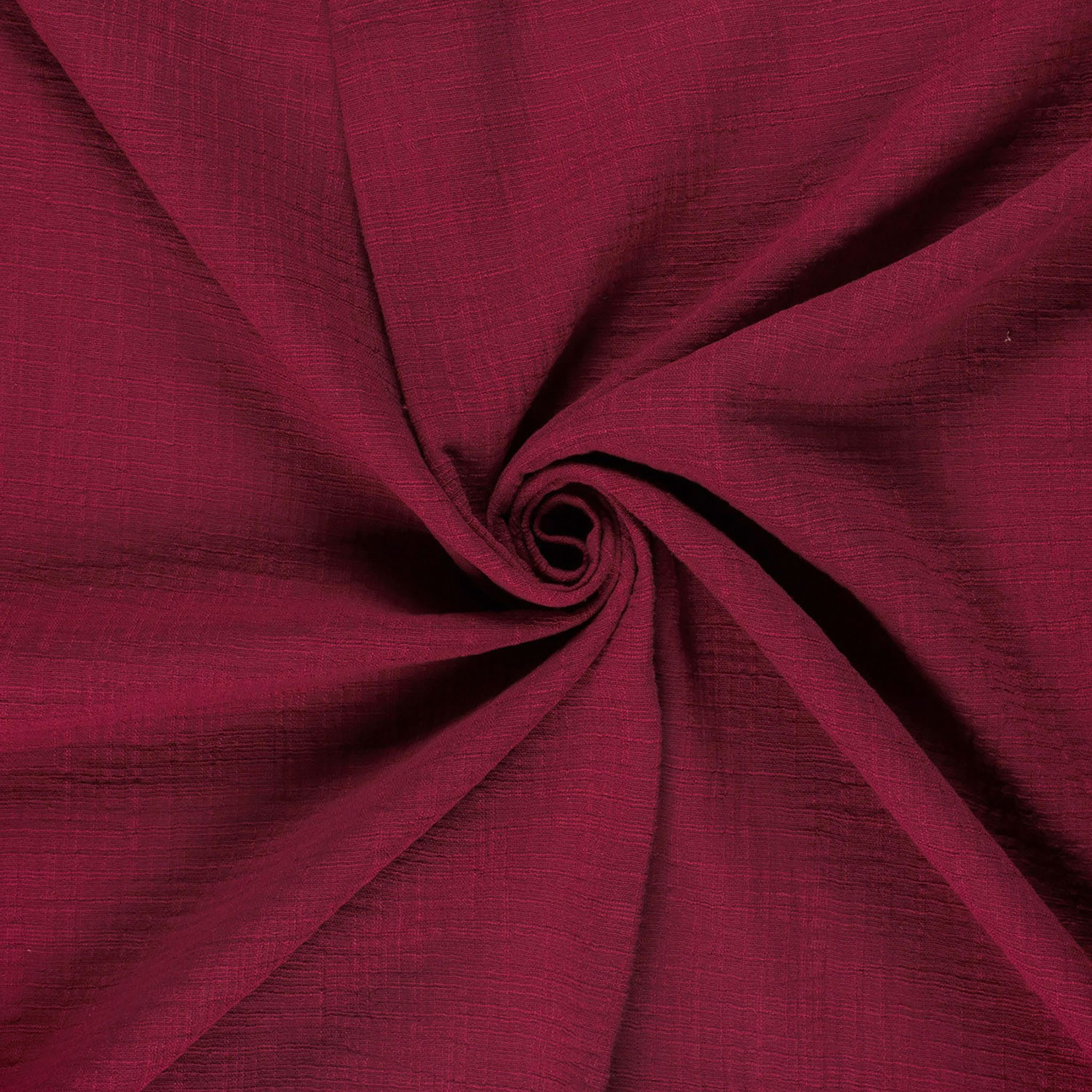 maDDma Stoff Musselin Slub Double Gauze ab 1m x 1,30m unifarben Baumwollstoff, bordeaux