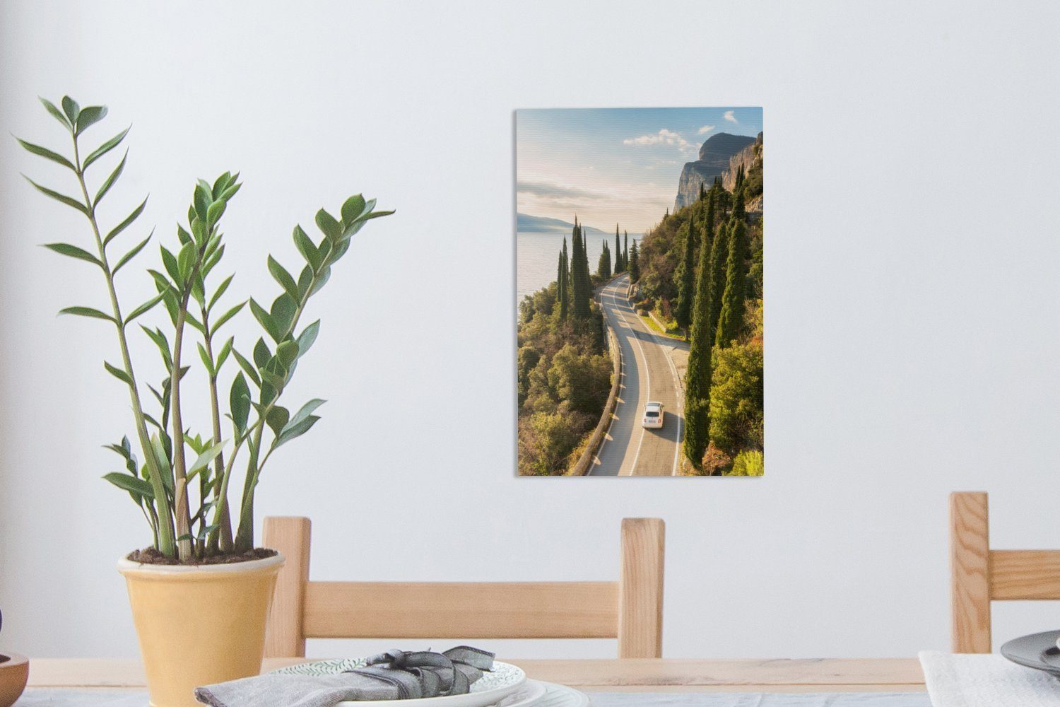 OneMillionCanvasses® Leinwandbild Italien - 20x30 Zackenaufhänger, Gemälde, Küste bespannt (1 fertig - Auto, St), inkl. cm Leinwandbild
