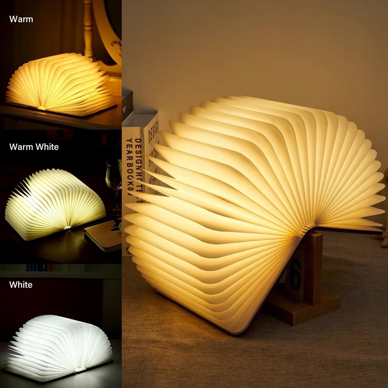 FELIXLEO LED Klemmleuchte LED Buchlampe aus Holz faltbar magnetisch USB aufladbar Buchlicht