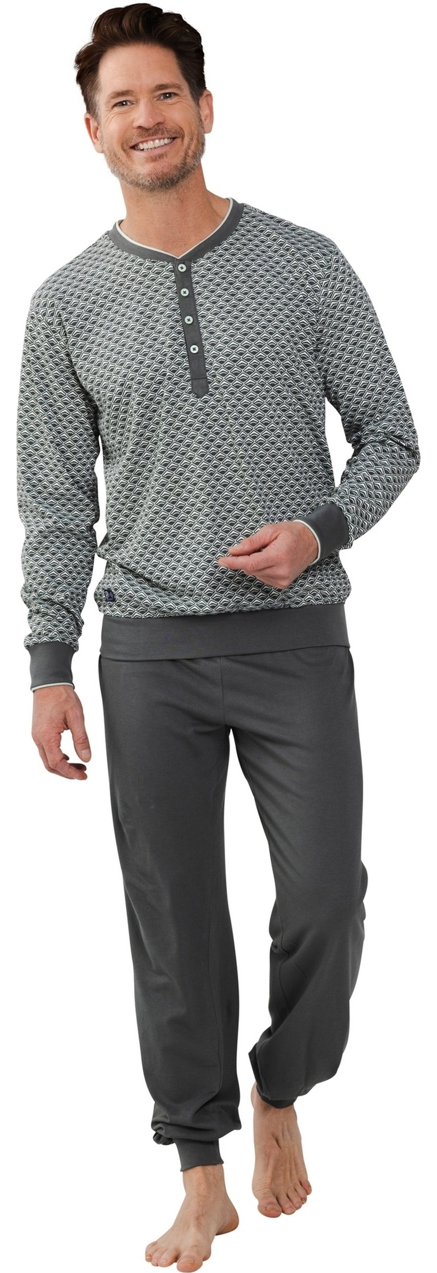 Pastunette Schlafanzug Herren Pyjama lang (2 tlg) Baumwolle günstig online kaufen