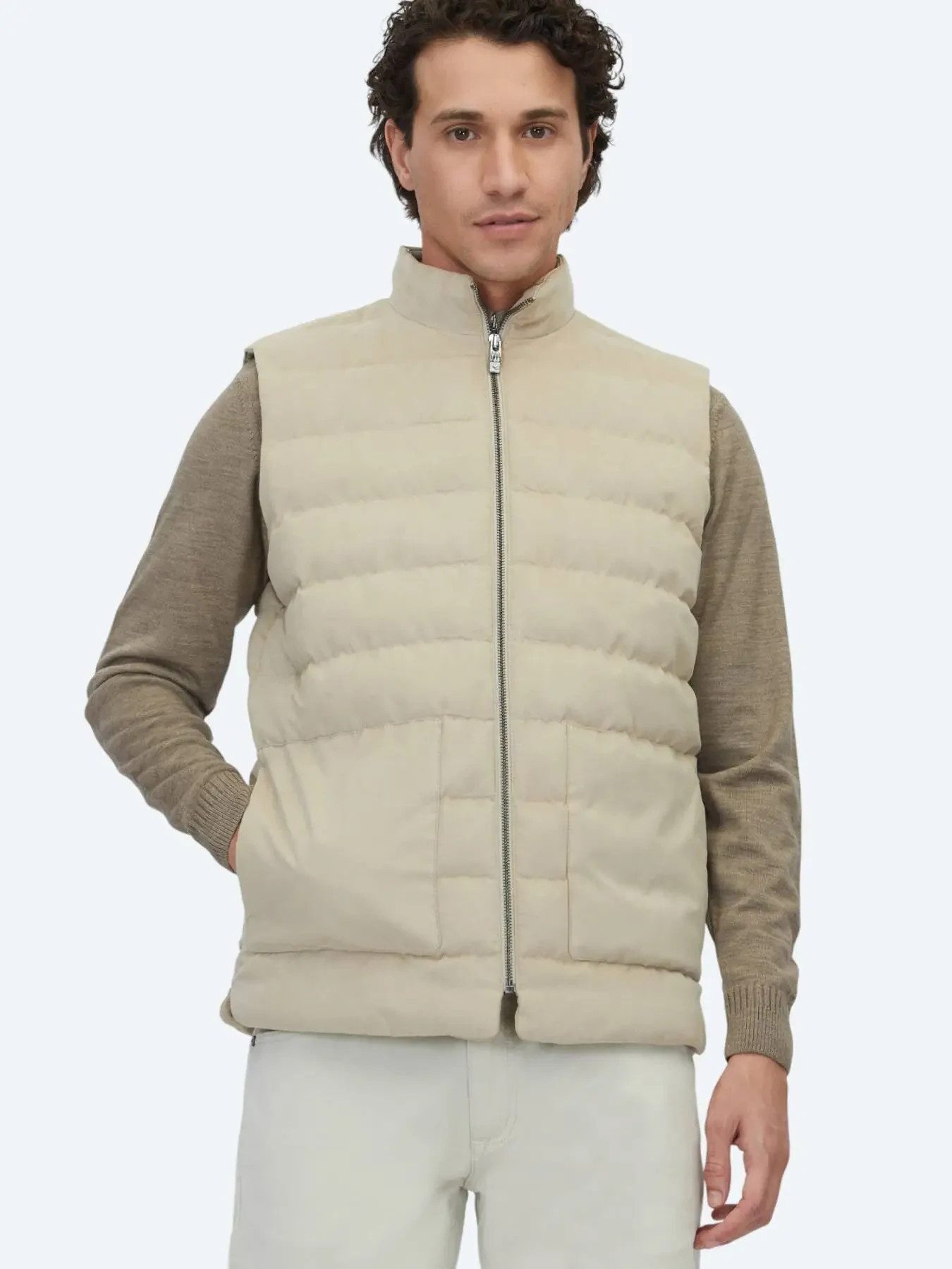KİP Langmantel Beige Regular Fit Rollkragen Weste