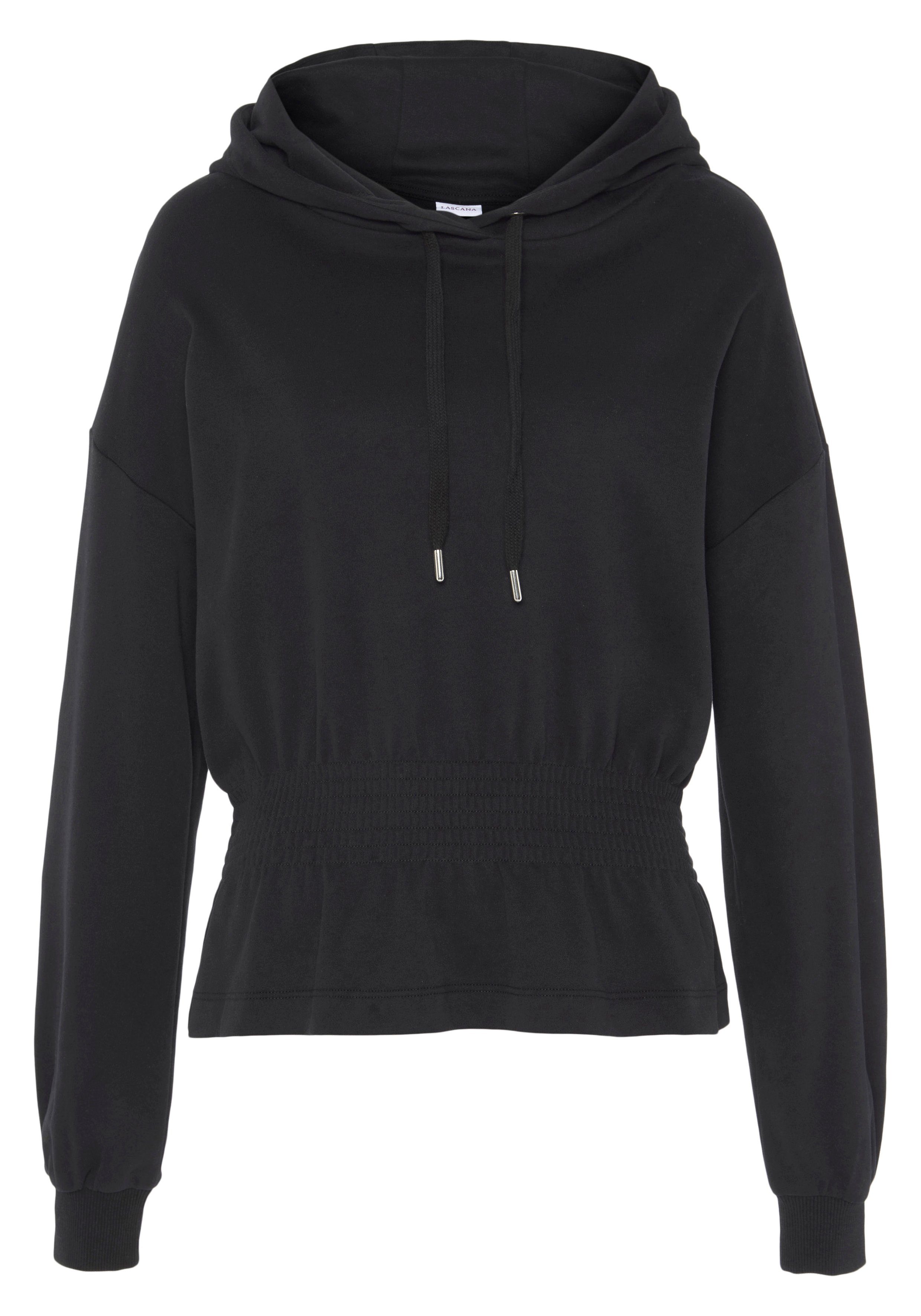 LASCANA Hoodie mit elastischer Raffung in der Taille, Loungewear günstig online kaufen