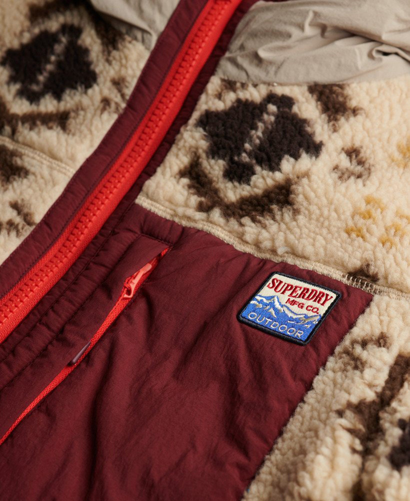 Superdry Motorradjacke  Sherpa Jacquard Fleece Hybridjacke