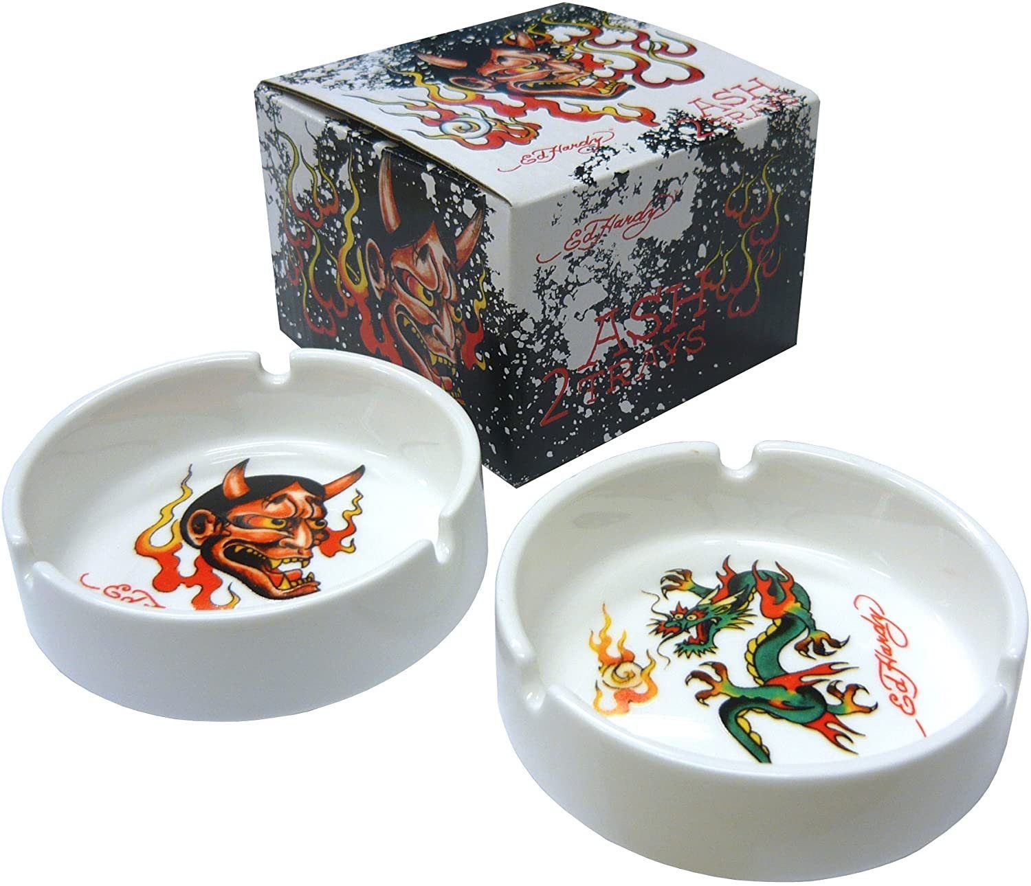 Ed Hardy Aschenbecher Ed Hardy - Aschenbecher Set, 2 Stück, weiß (25229)
