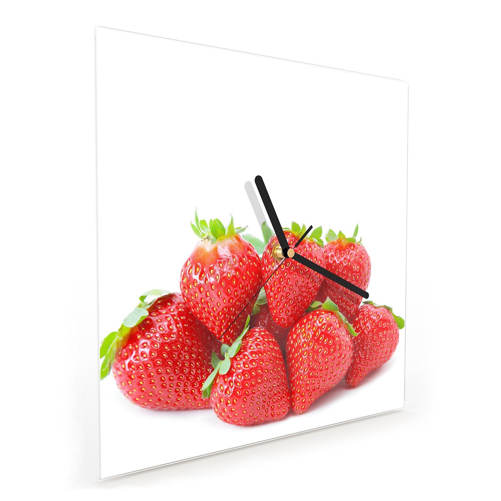 frisch x Wanduhr cm Größe Erdbeeren Wanduhr Glasuhr Primedeco Motiv 30 mit 30 Wandkunst