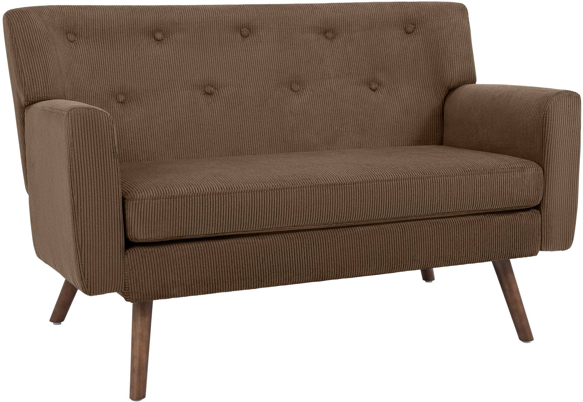 CLP Sofa Kioni, Cordbezug, Kautschukholz, bis 240 kg belastbar