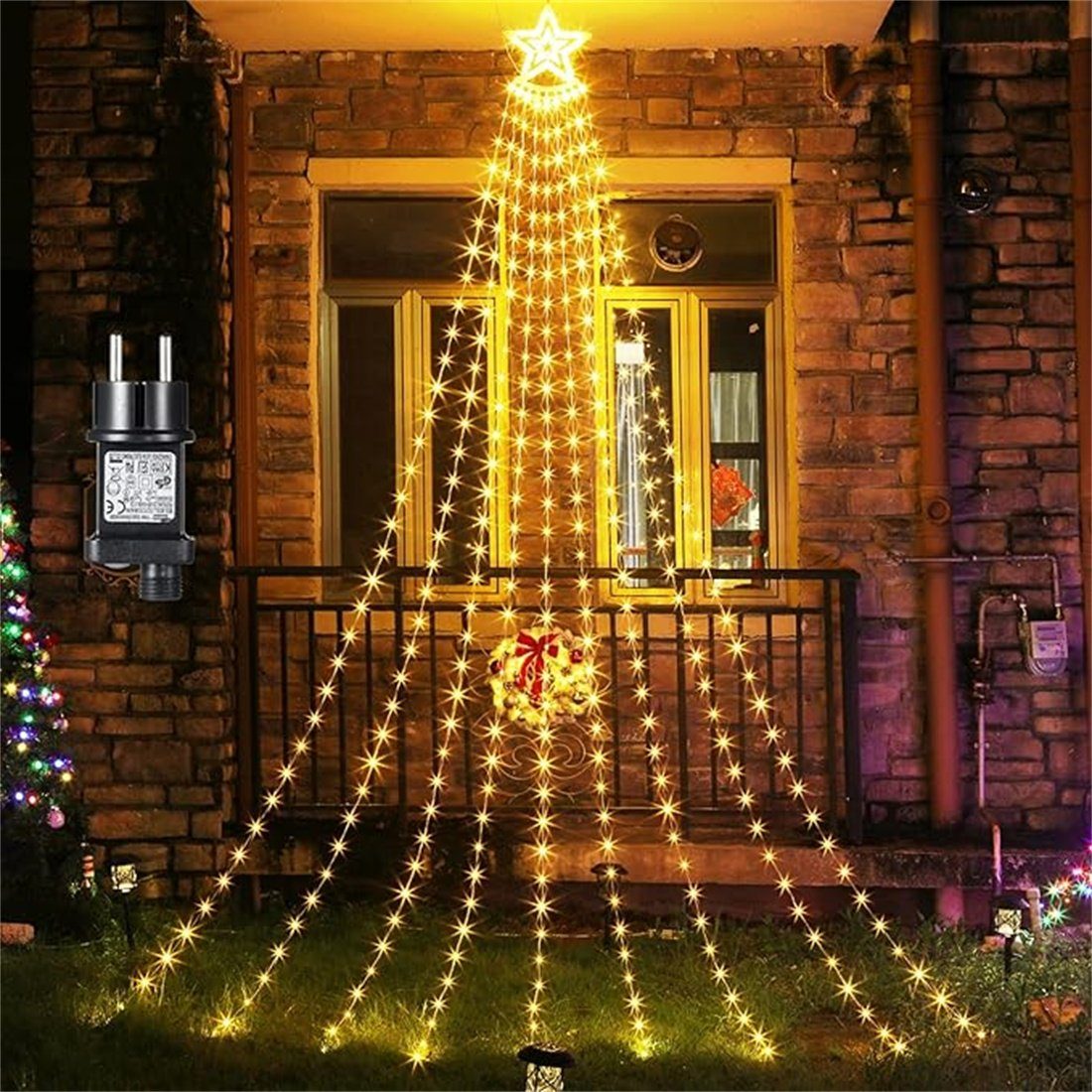 DÖRÖY LED Dekolicht LED Lichterkette Weihnachtsbaum,Bunte Christbaumbeleuchtung mit Sterne