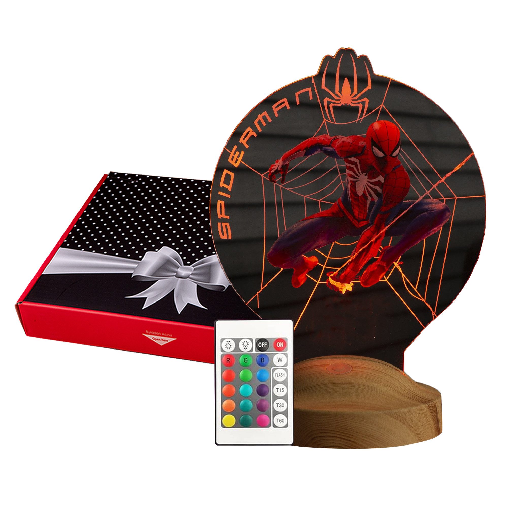 Geschenkelampe Nachttischlampe Spiderman 3D Nachtlicht UV günstig online kaufen