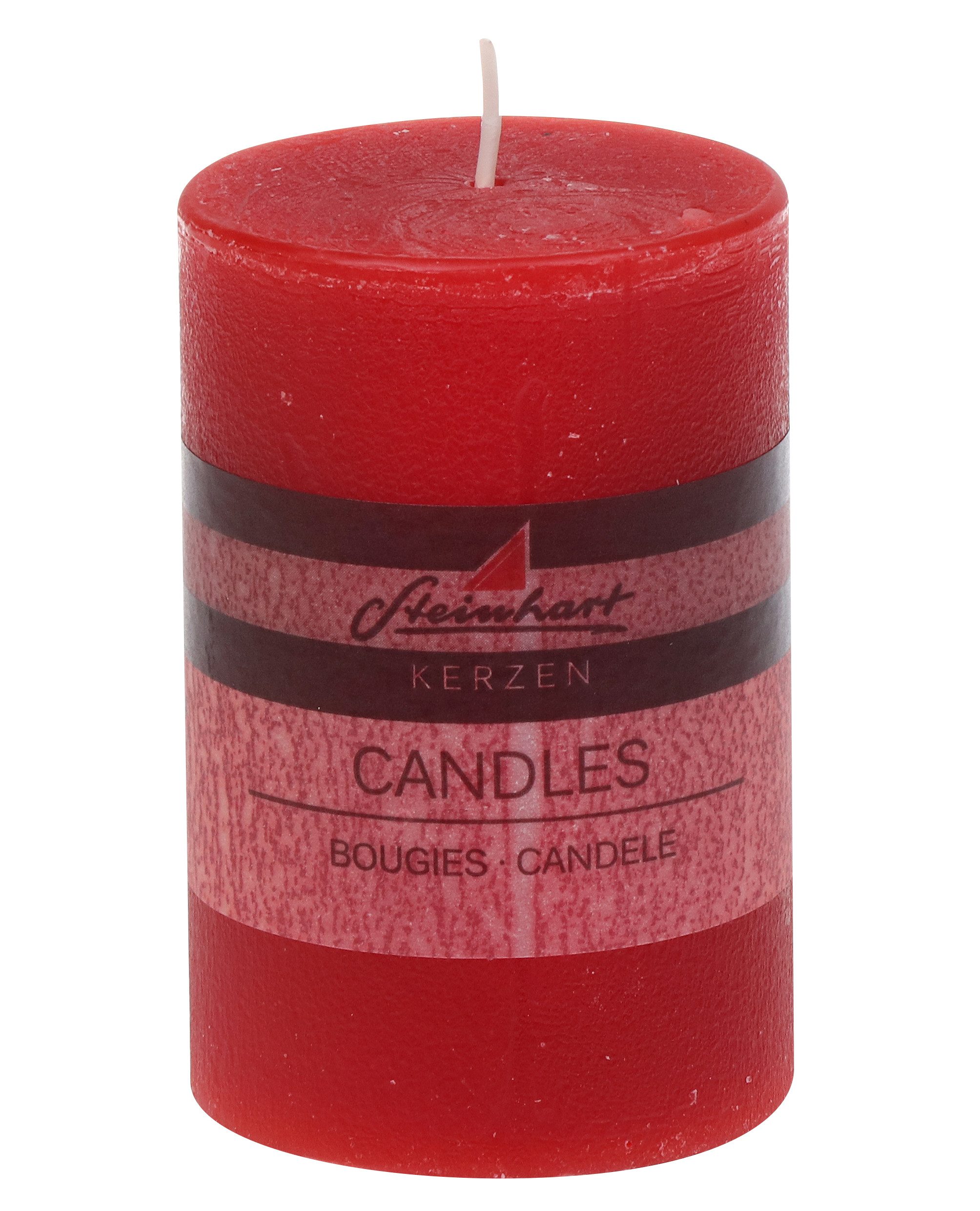 Steinhart Kerzen Rustic-Kerze Stumpenkerze "Raureif" Rubin Rot 100/68 mm günstig online kaufen
