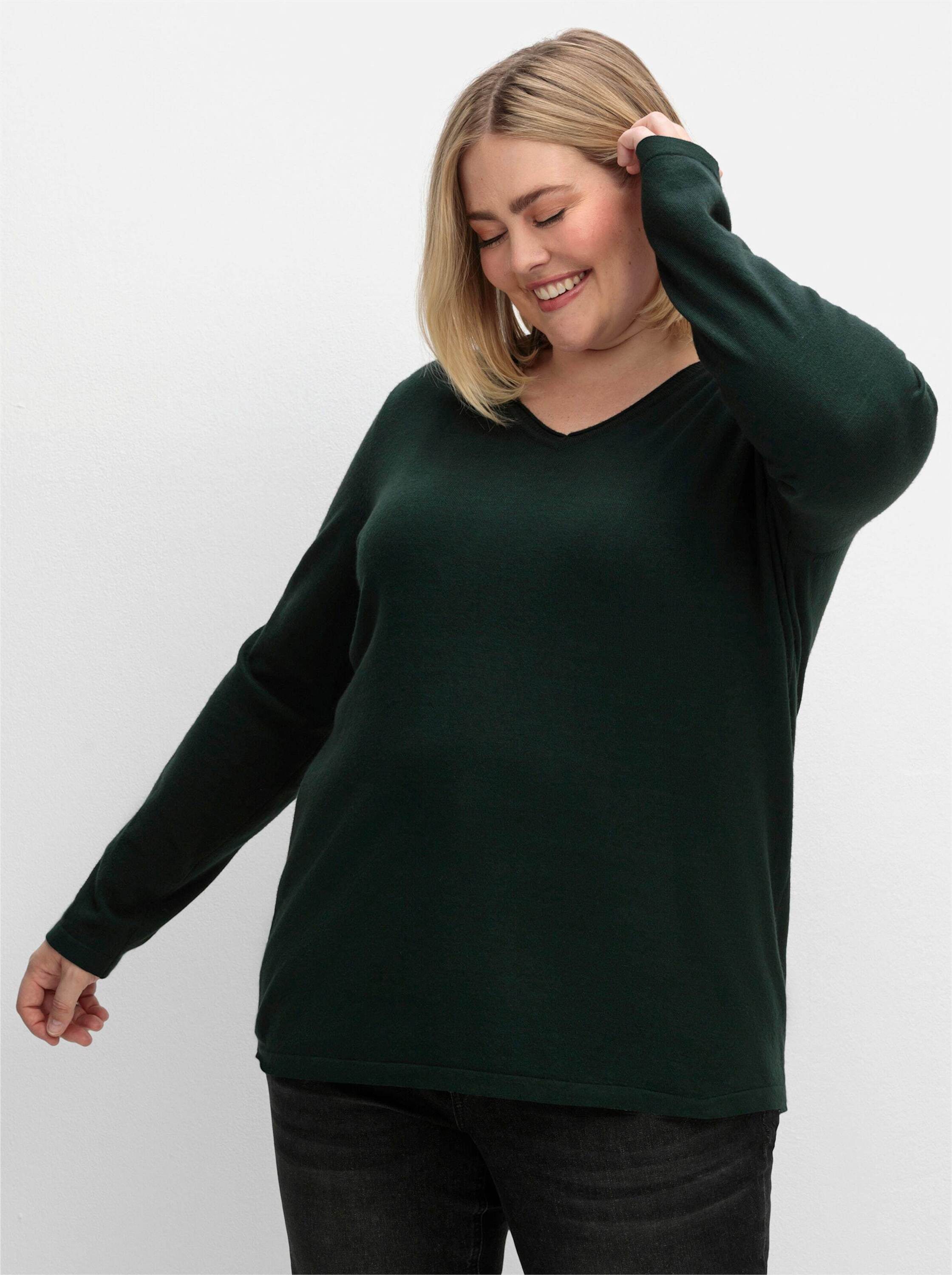 Sheego Strickpullover V-Ausschnitt-Pullover Langarm in flauschig weicher Qualität