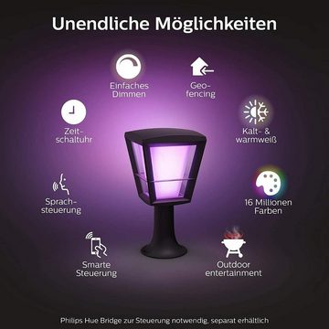 Philips Hue LED Stehlampe White and Color Ambiance Econic Sockelleuchte Außenbereich dimmbar, LED fest integriert, Farbig