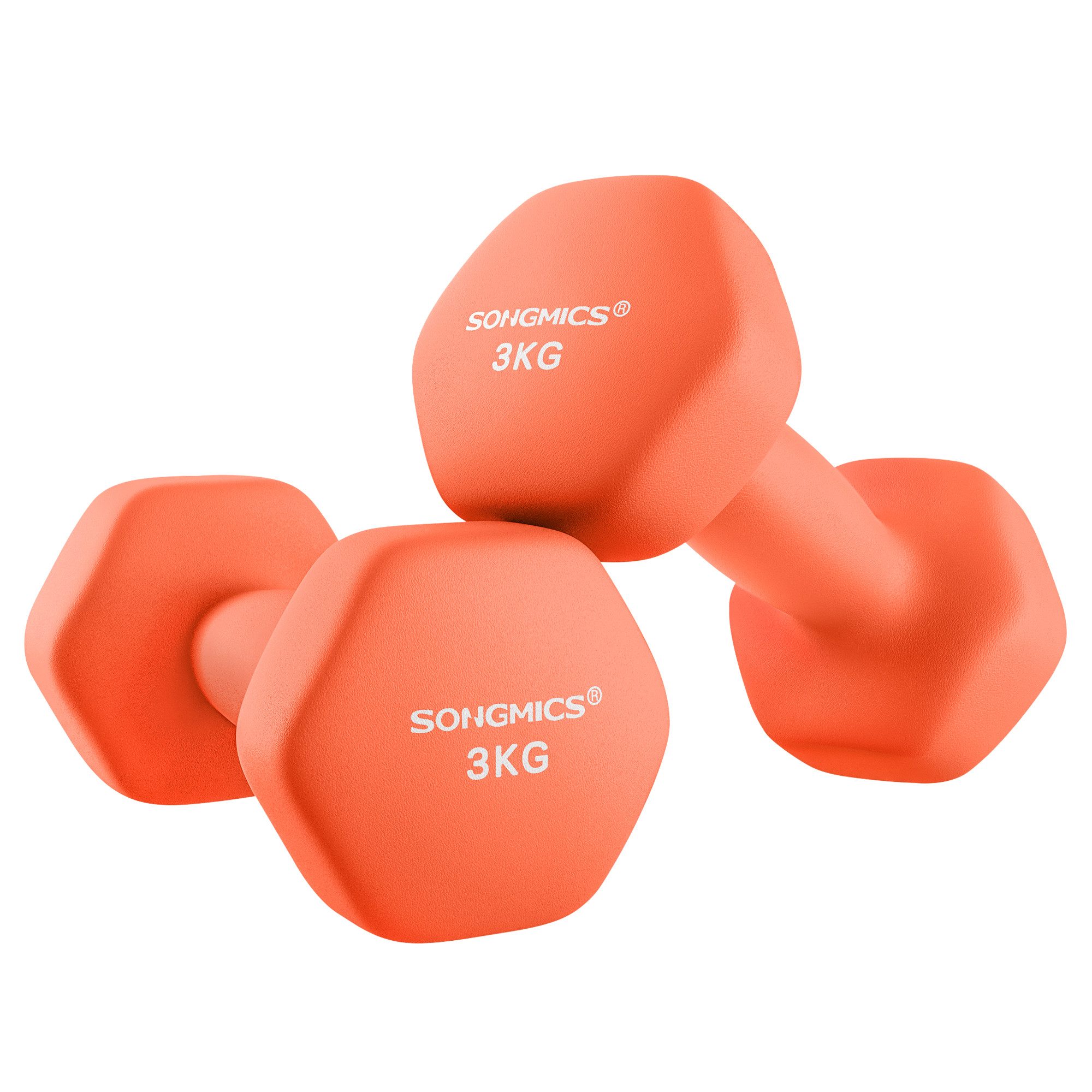 SONGMICS Kurzhantel Hantelset, Kurzhanteln, Hexagon, Neopren-Beschichtung, für Zuhause, (2er Set Neopren-Beschichtung, Hantelset, Kurzhanteln, Hexagon), 2 x 3 kg, Krafttraining, Workout, Fitnesstraining, für Zuhause