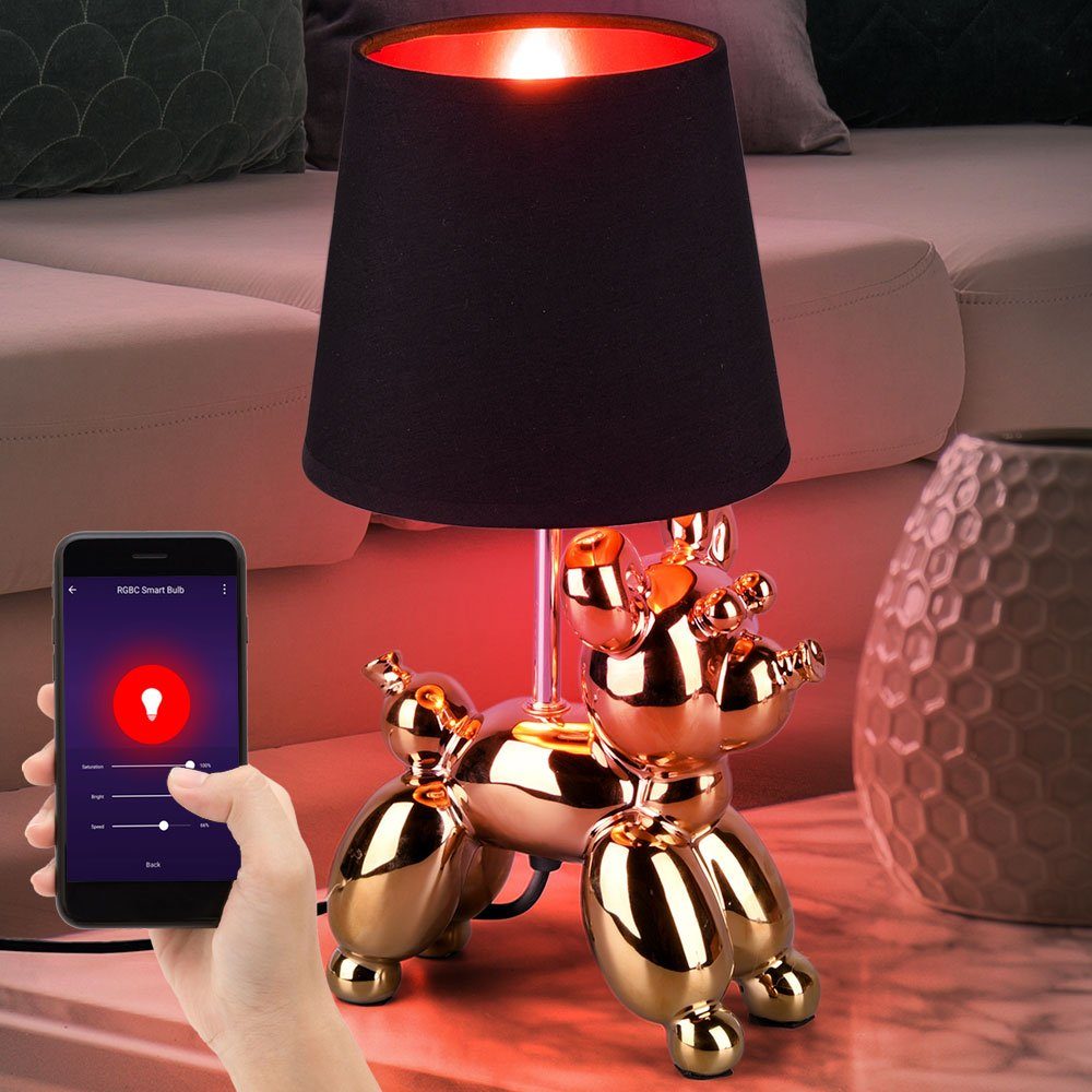 Lampe Keramik Sprach Hund steuerbar LED-Leuchte, Smart App etc-shop DIMMBAR Smarte Tisch