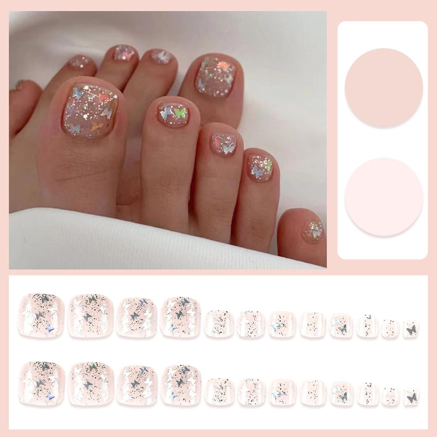 LuxusKollektion Kunstfingernägel Zehennägel Acryl Sargnägel Glitzer 24 Stück Stil 8