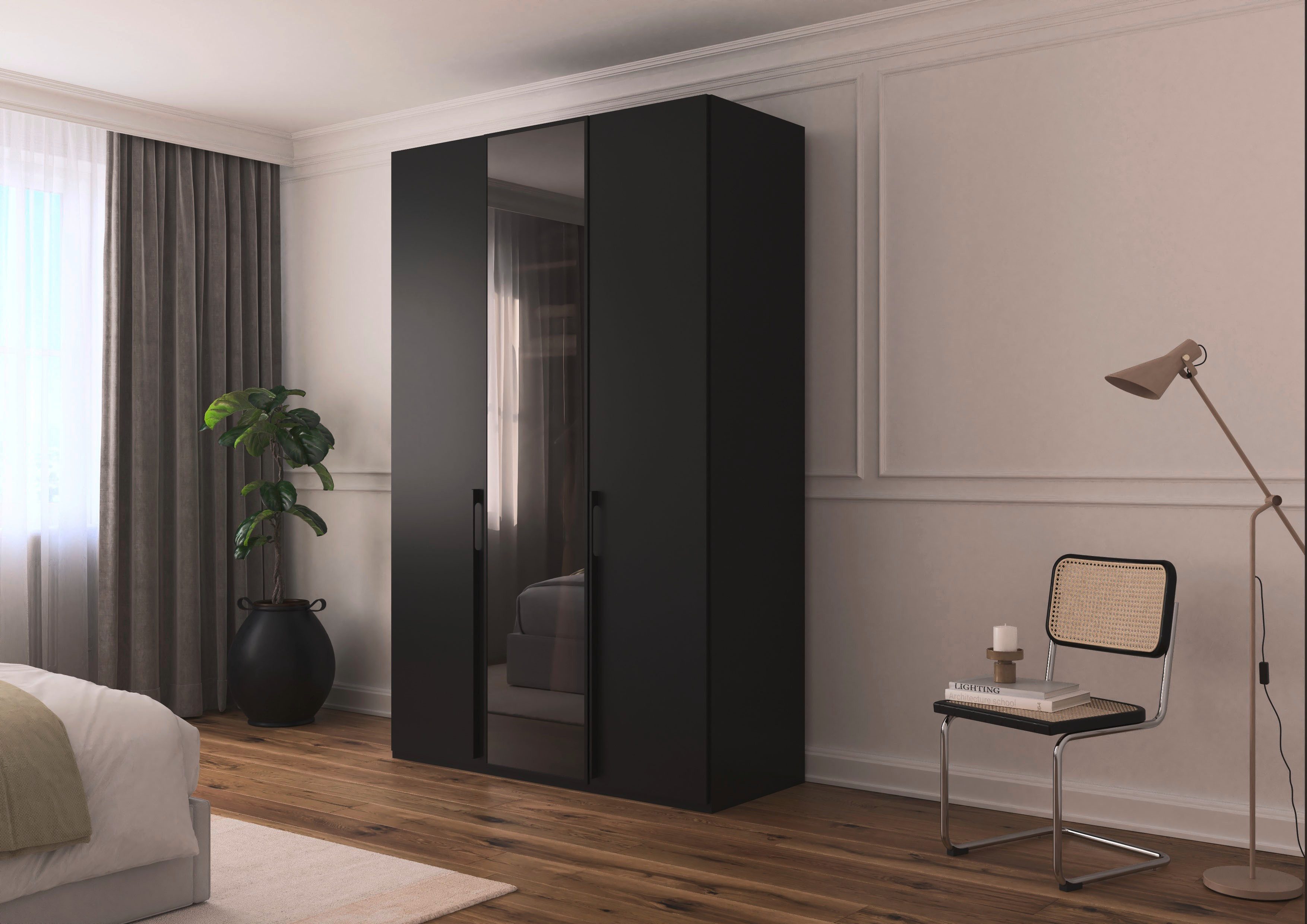 rauch Drehtürenschrank Schrank Garderobe SKAT SHINE Breiten 151/201/251/301cm, Höhe 223/235cm (3 verschiedene Ausstattungen BASIC/CLASSIC/PREMIUM (inkl. SOFT-CLOSE) edle Schrankfront mittig hochwertige Glasrahmentüren MADE IN GERMANY