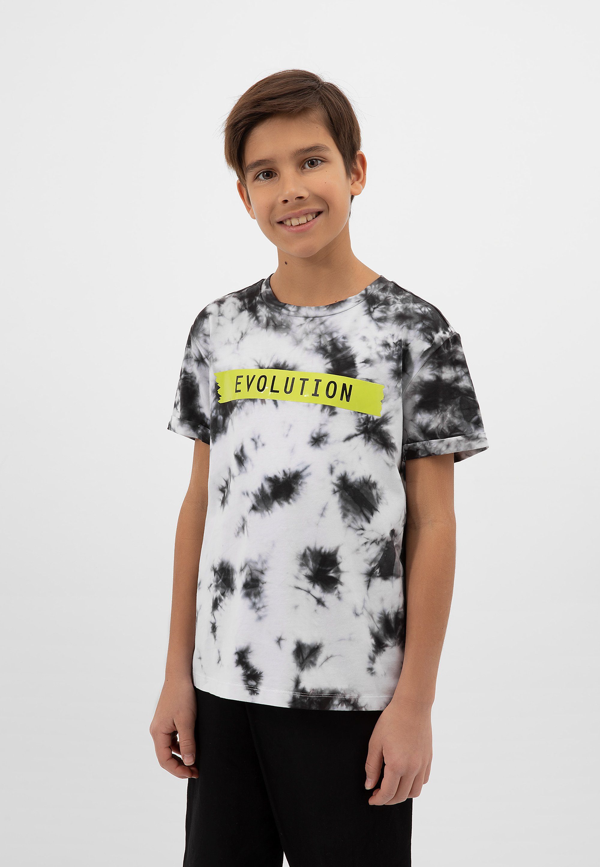 Gulliver T-Shirt in Lockerer klassischem trendigem Schnitt Batik-Design, Rundhalsausschnitt mit