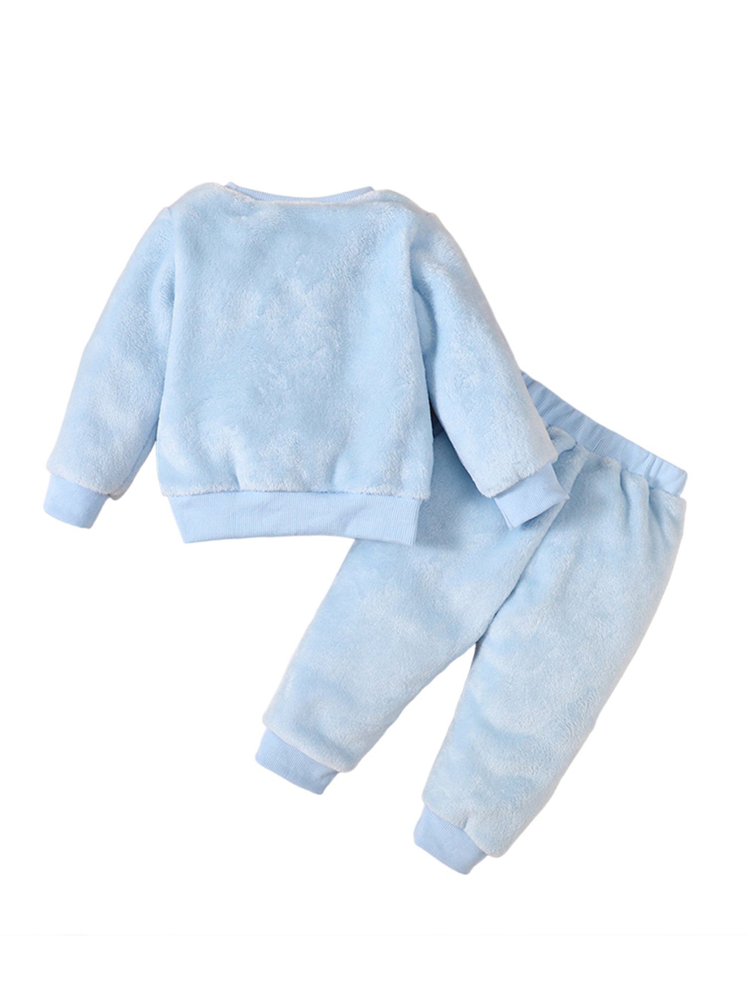 LAPA Top & behaart 2-tlg) Hose (Set, Langarm Pyjama Hose Schlafen und Oberteil Blau Zuhause, für für Süßes Babys