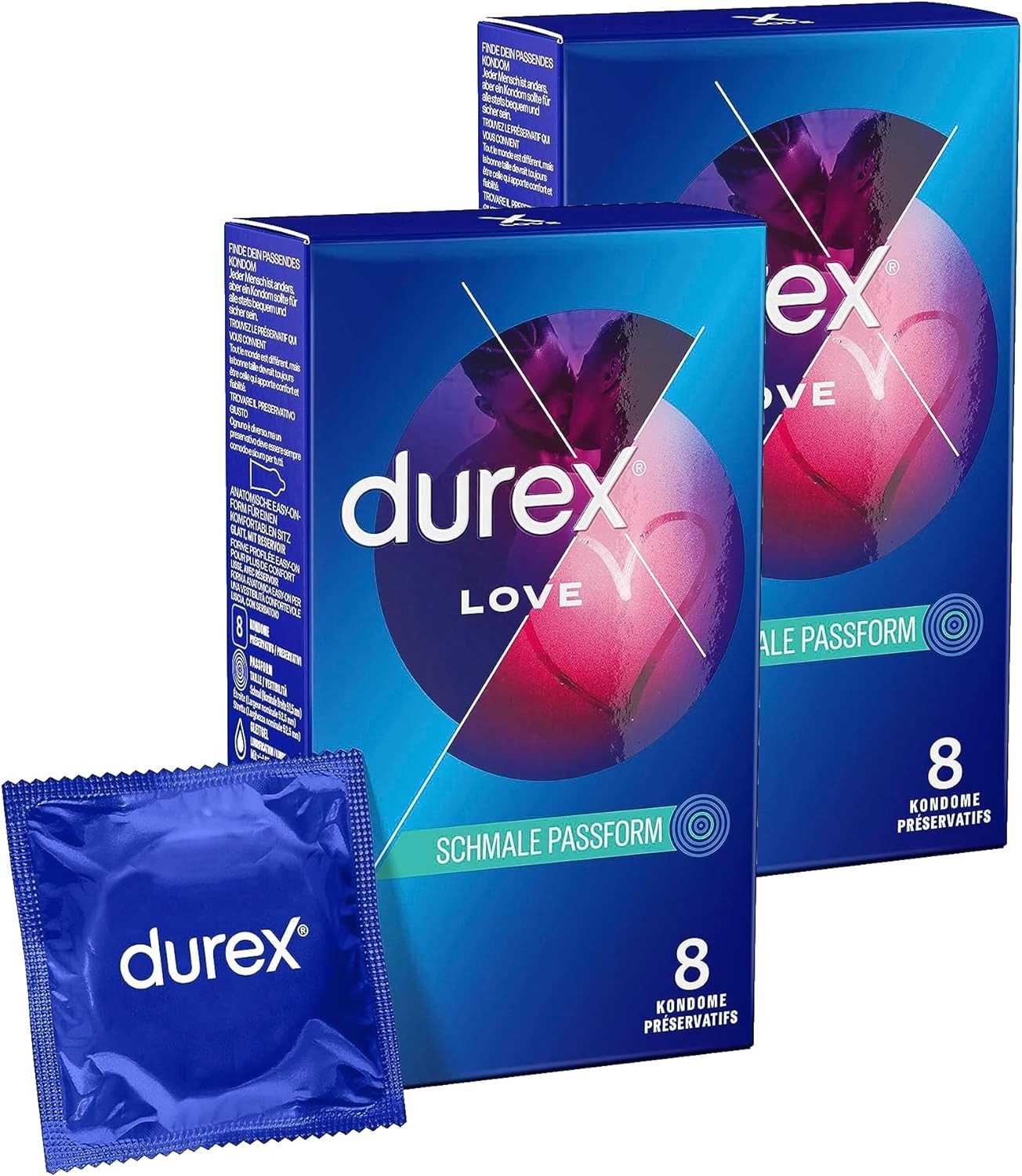 durex Kondome Love Doppelpack, 16 St., schmale Passform, dünne Kondome