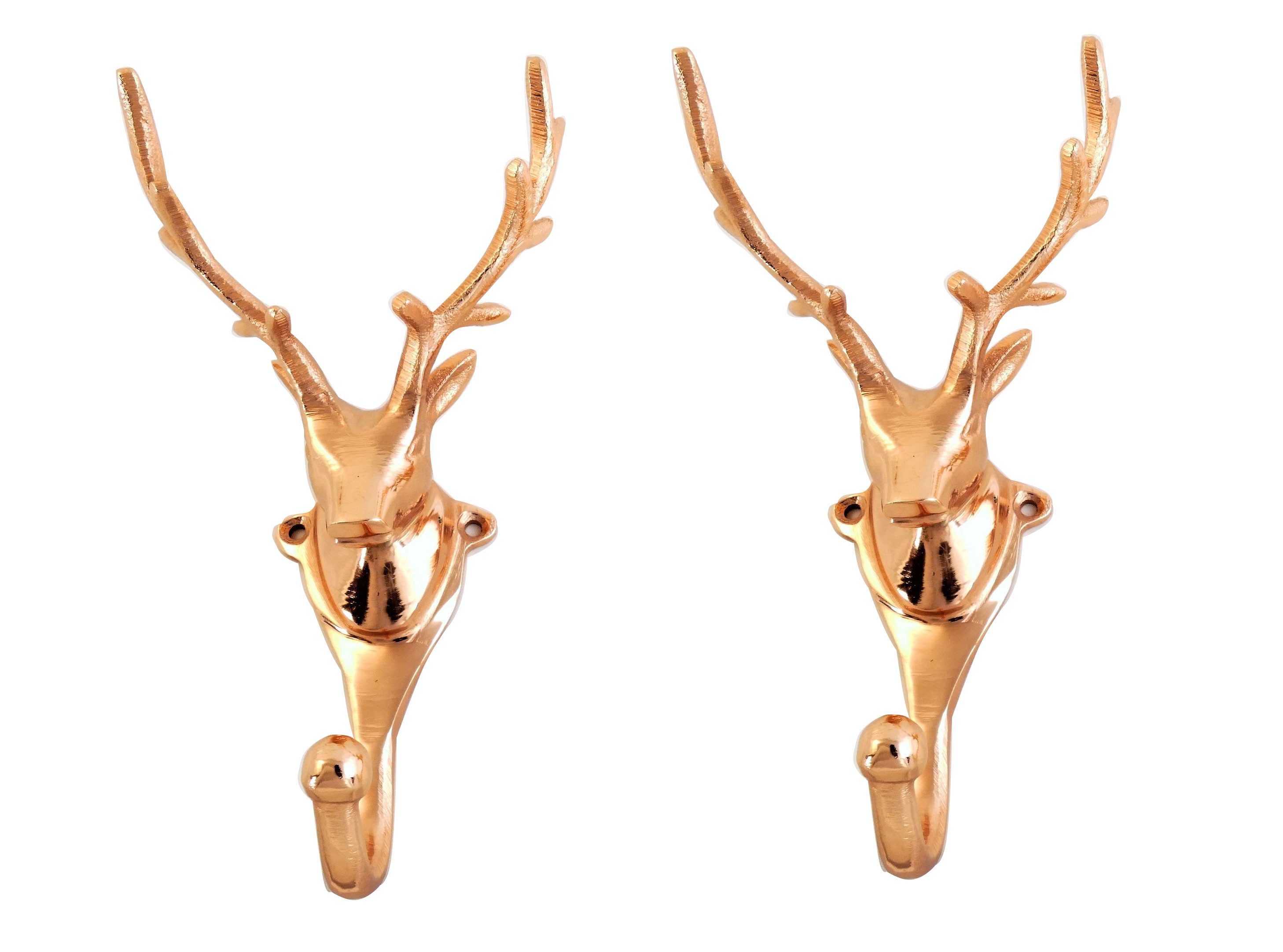 ARTRA Kleiderhaken Wandgarderobe Kleiderhaken 2er SET Geweih in Kupfer Hirsch Wanddeko, (2-St)