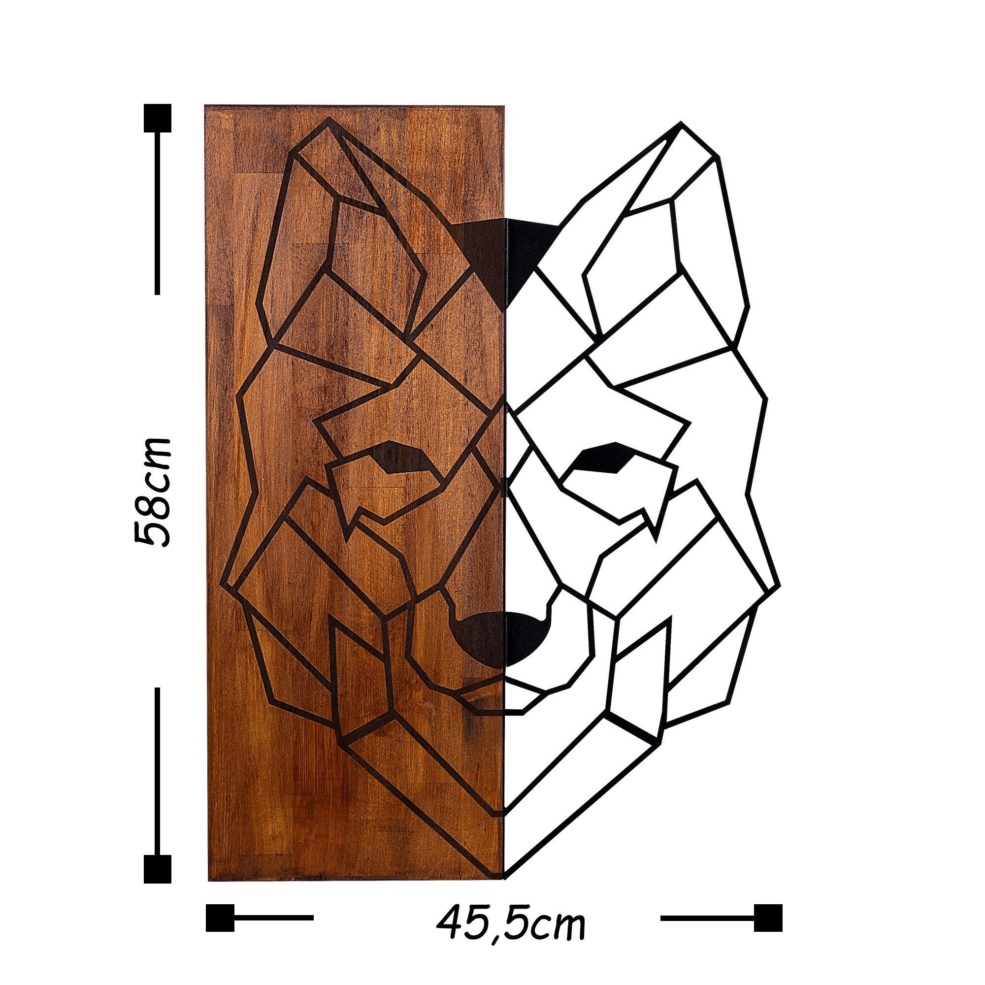 cm, Holz 58 50% Wallity Wanddekoobjekt 45,5 SKL1206,Schwarz, x