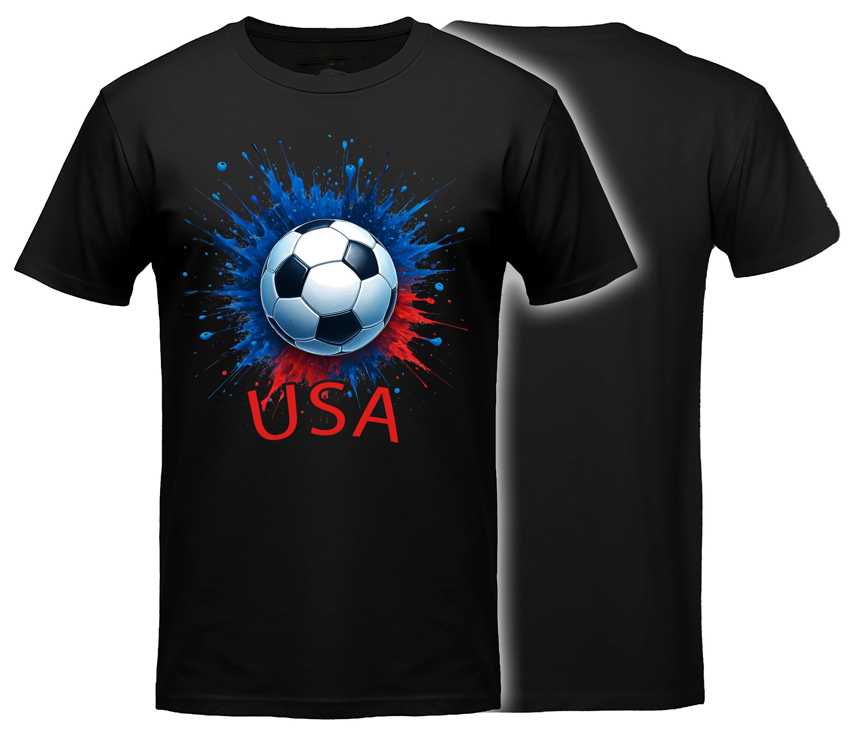 MyDesign24 T-Shirt Fussball Shirt - WM T-Shirt schwarz Herren und Damen Fussball kurzarm USA Fan-Shirt i693