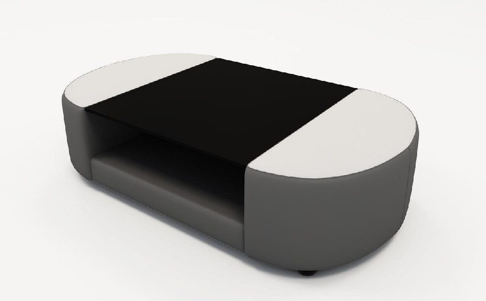 Xlmoebel Couchtisch Moderner Glastisch mit Polsterelementen und Lederdetails (Packung, 1-St., Couchtisch EV36), Hergestellt in Europa