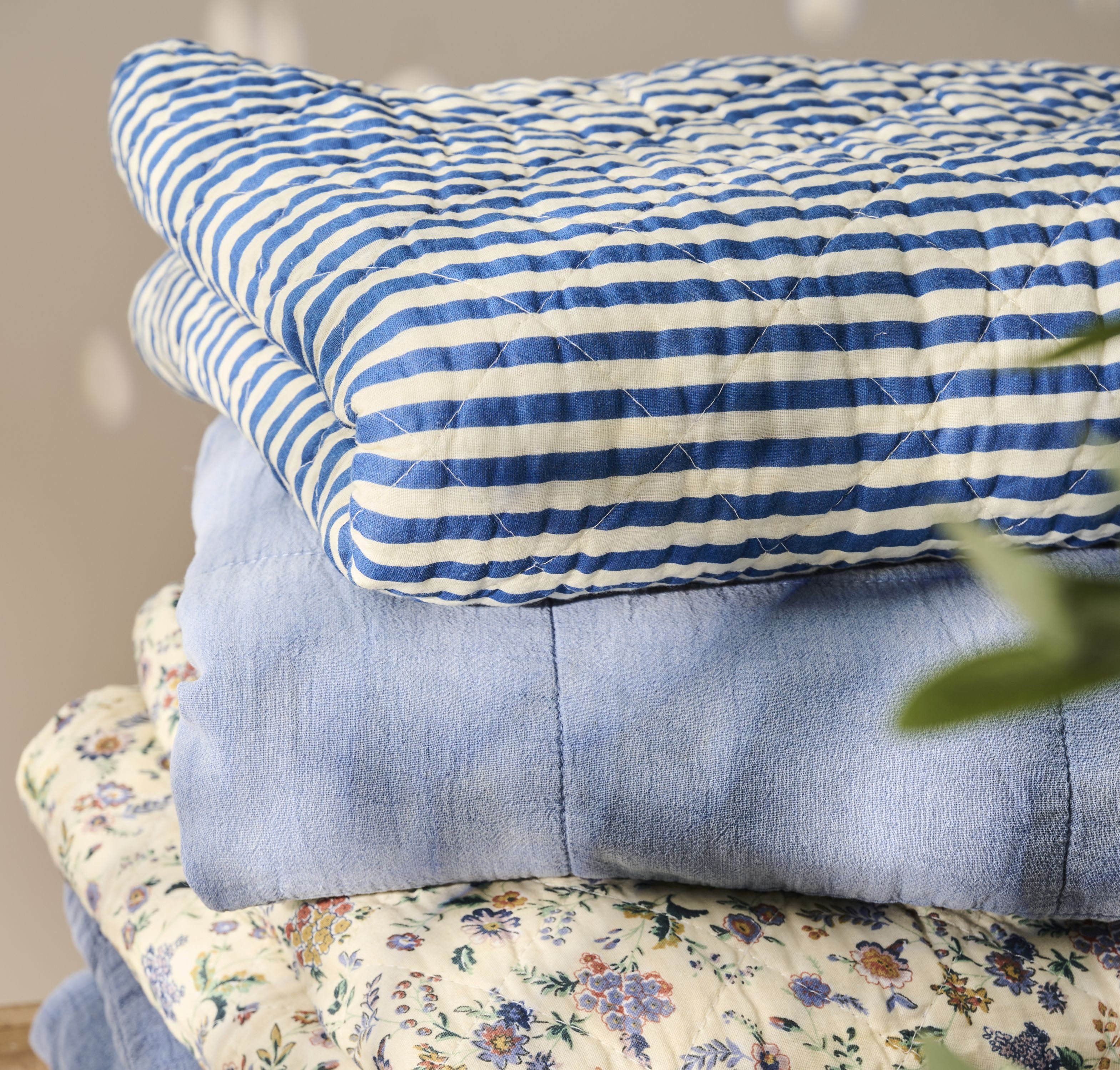 Ib Laursen Tagesdecke Ib Laursen Decke Quilt Tagesdecke Überwurf Streifen Blau Weiß