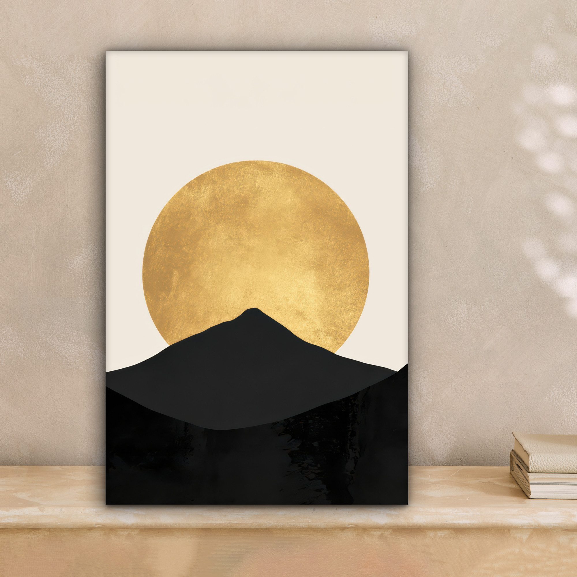 OneMillionCanvasses® Leinwandbild Bergsilhouetten - Goldener Kreis günstig online kaufen