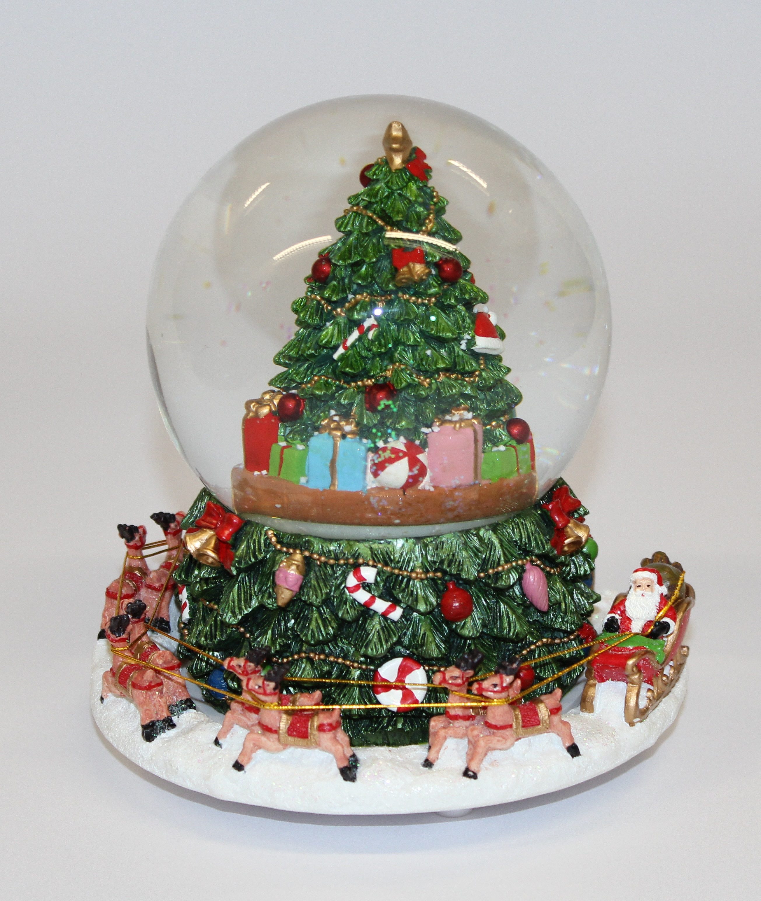 Wurm Schneekugel Schneekugel mit Spieluhr: Rentierschlitten und Weihnachtsbaum