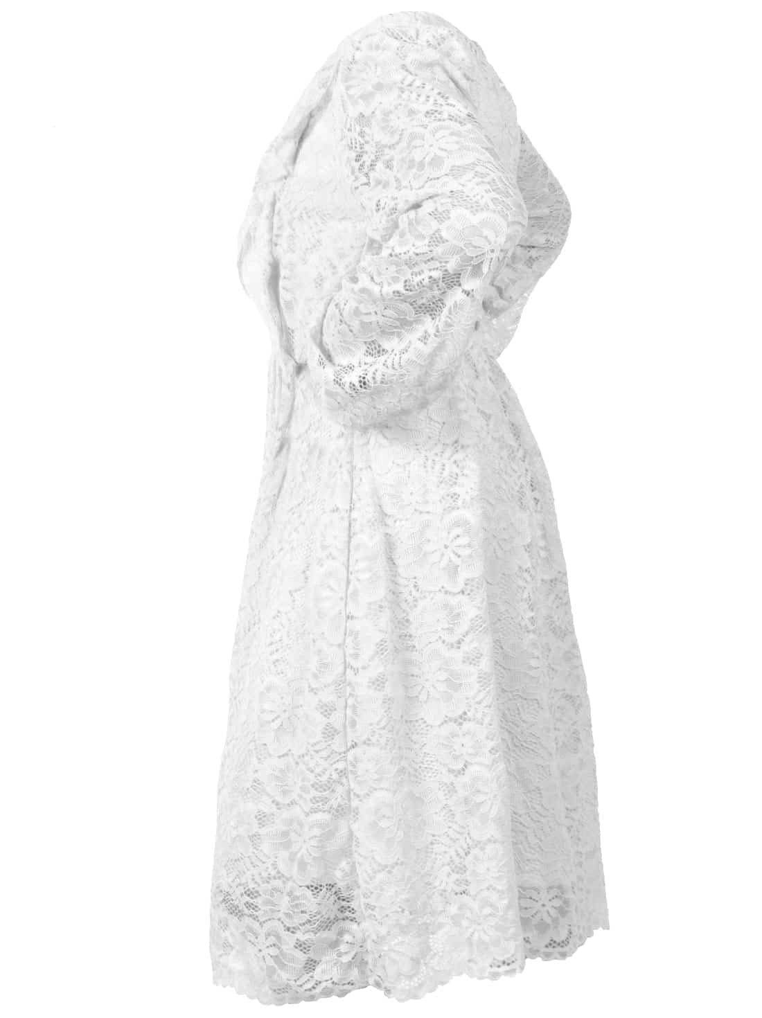 Maxikleid Pom KMISSO Kleid, Vinted Weiß Mädchen Spitzen Kleid Ärmel Spitze (1-tlg) Pom mit