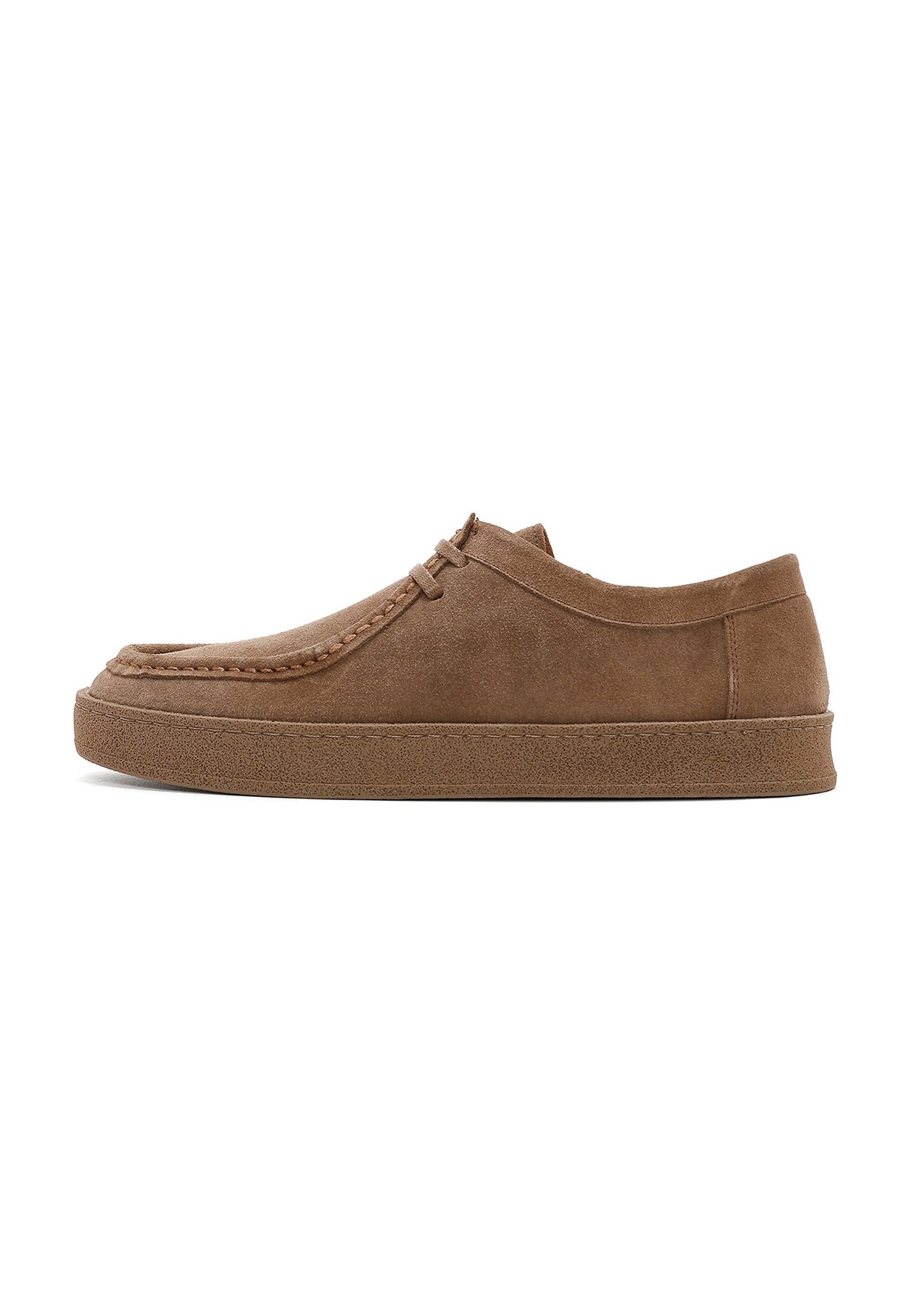 Derimod Lässige Schuhe aus Veloursleder Schnürschuh Wildleder, Lederfutter, EVA-Sohle, Schnürung, Moc-Toe