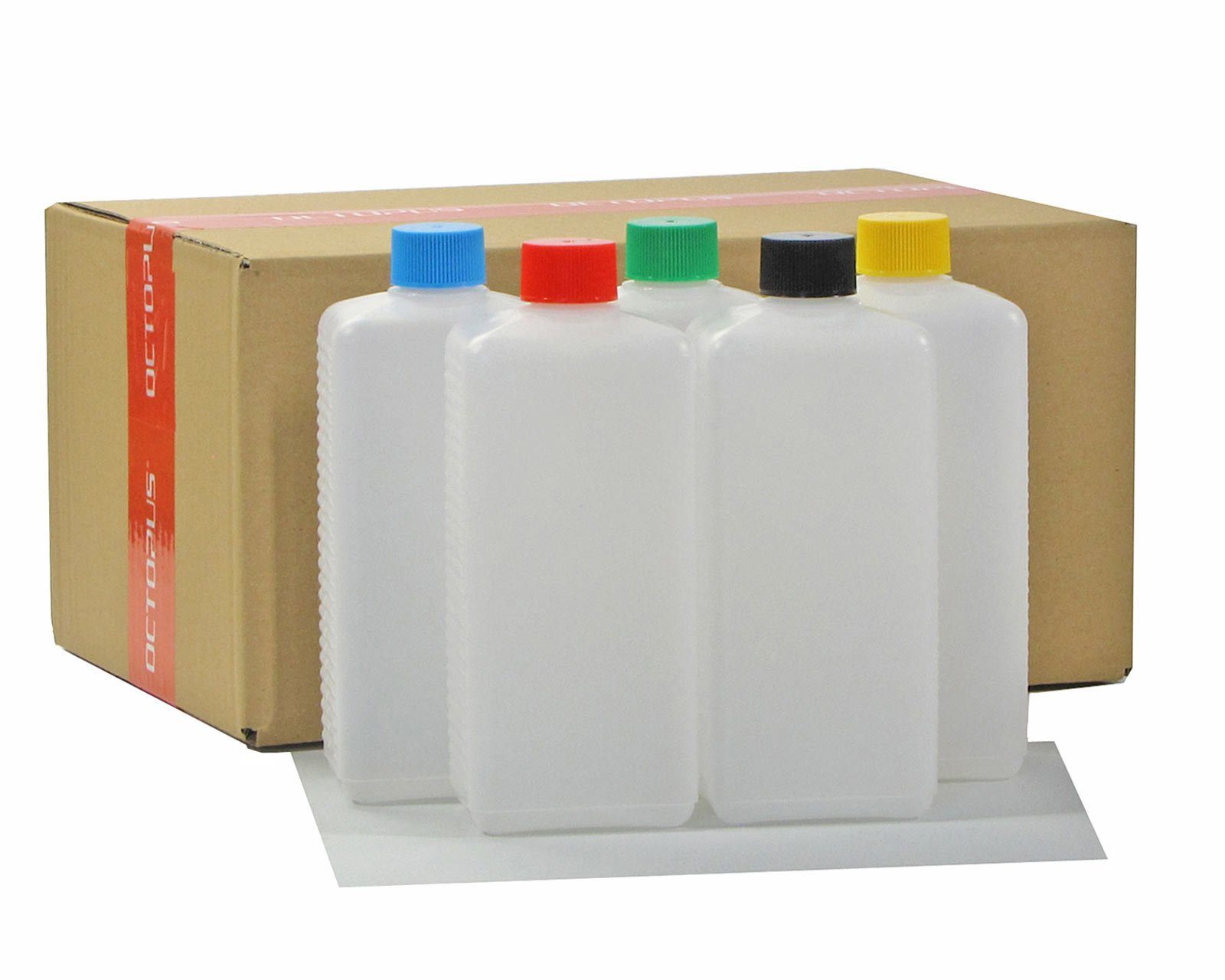 aus farbigen ml HDPE OCTOPUS 500 5 Kanister (5 St) mit eckig Plastikflaschen Schraubverschlüss
