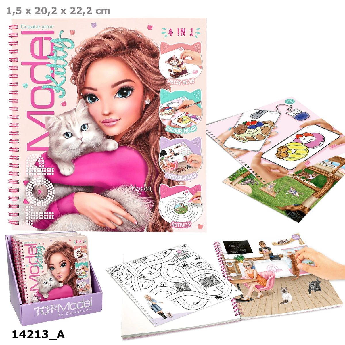 Spiel TOPModel Kreativbuch Kitty 92 Seiten Malen Stickern Rätseln