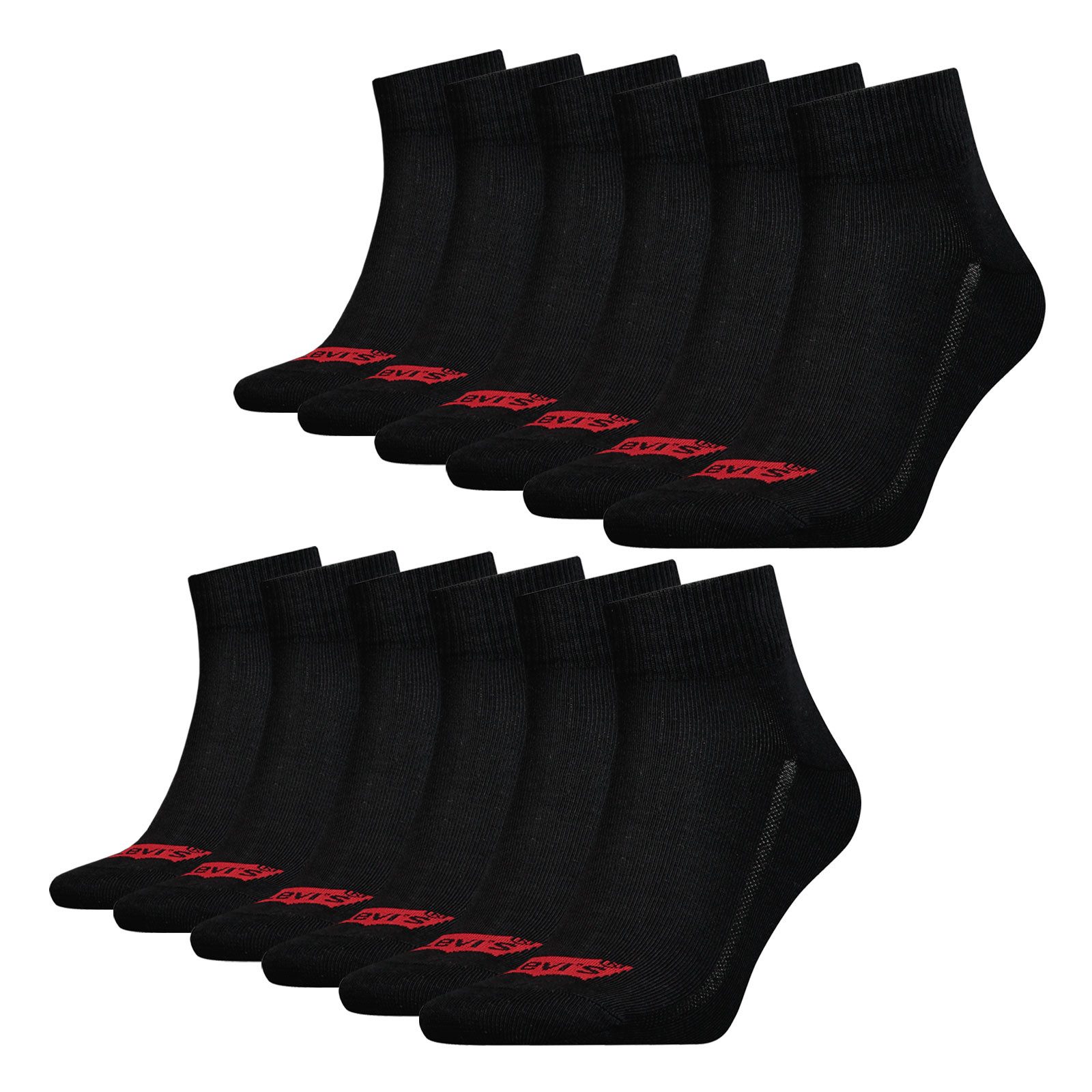 Levi's® Kurzsocken Mid Cut Batwing Logo Socks (6-Paar) mit seitlichen Belüftungslinien