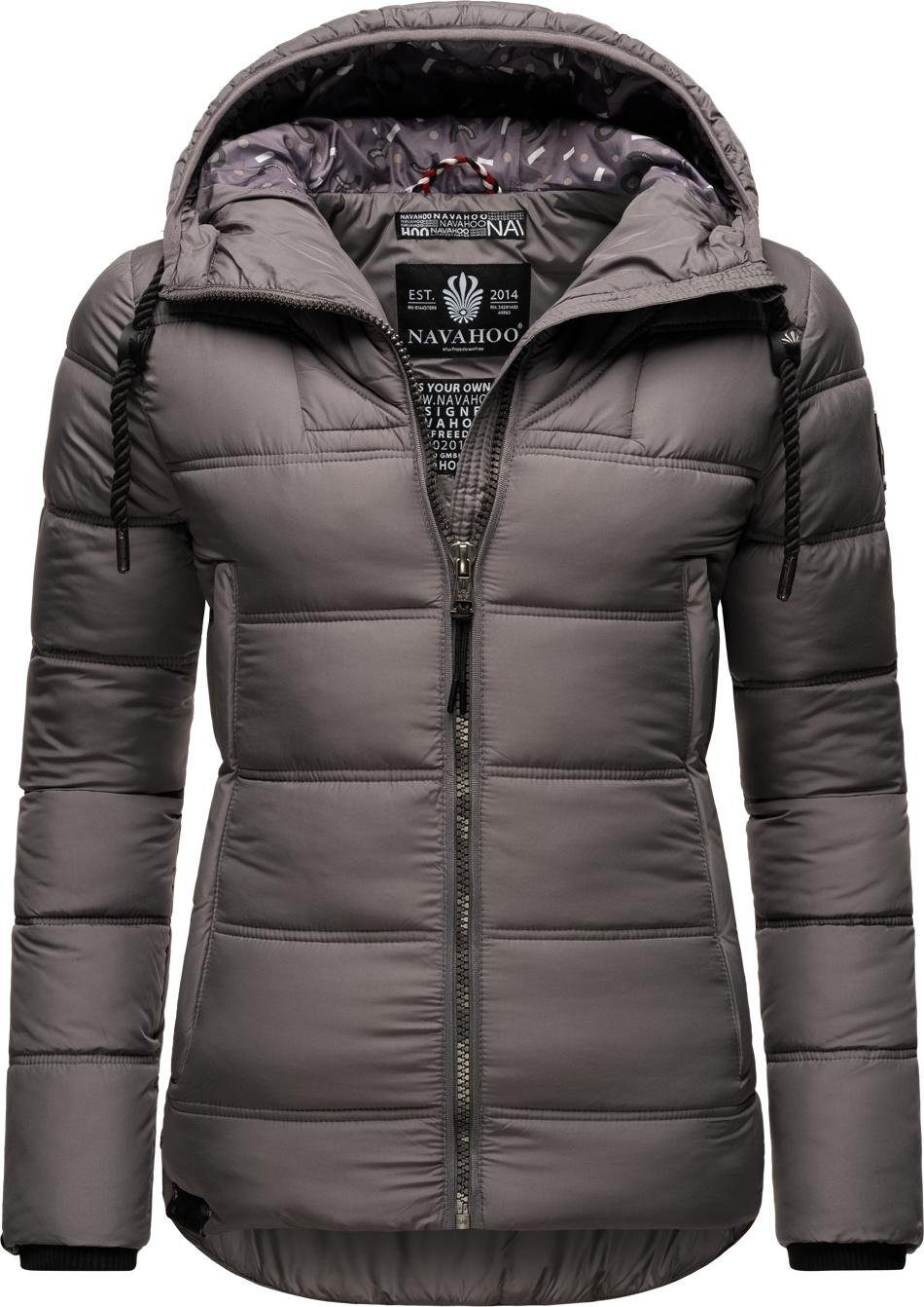 Navahoo warm mit gesteppte Kapuze Steppjacke dunkelgrau Renesmee Winterjacke