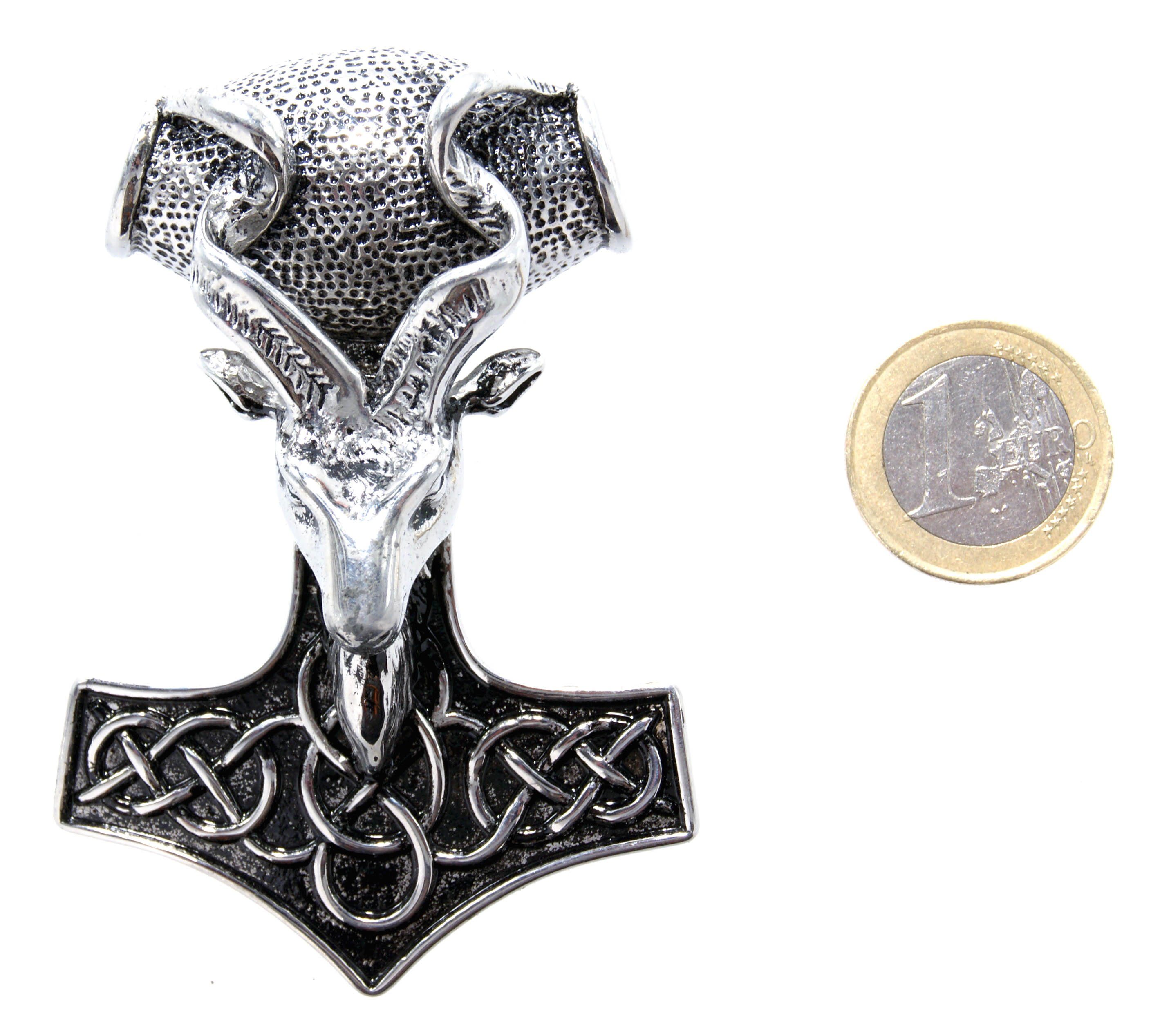 Leather Kiss of Odin Thor Widder Hammer Anhänger Kettenanhänger Thorshammer Ziege Edelstahl aus XL Thors