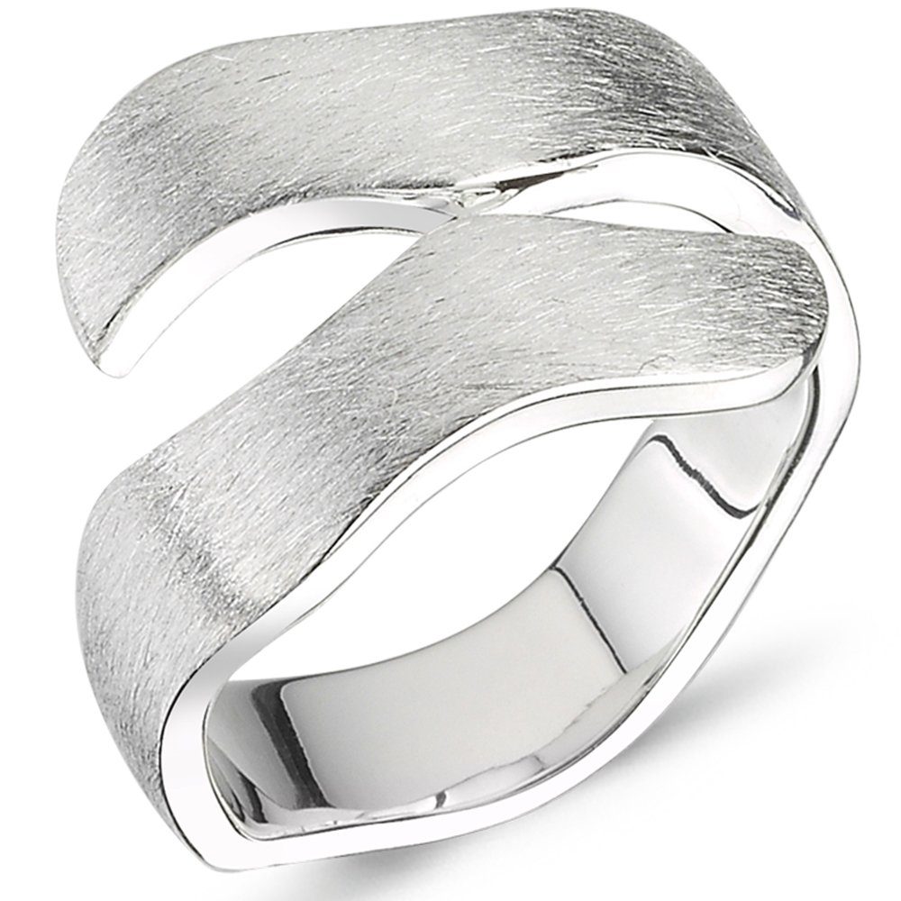 Vinani Silberring, Vinani Design Ring wellenförmig breit mattiert anpassbar  925 Sterling Silber Größe 64 (20,4) 2RMA