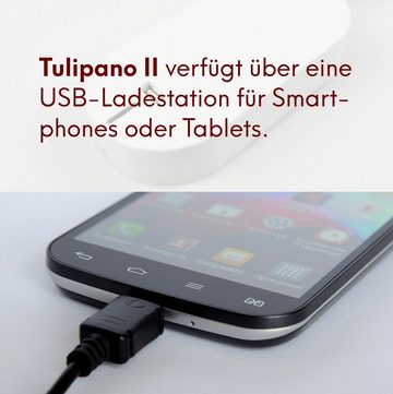 kalb Bettleuchte LED Bettleuchte Tulipano II Leselampe USB Ladefunktion schwarz o. weiß, Touch Schalter, warmweiß